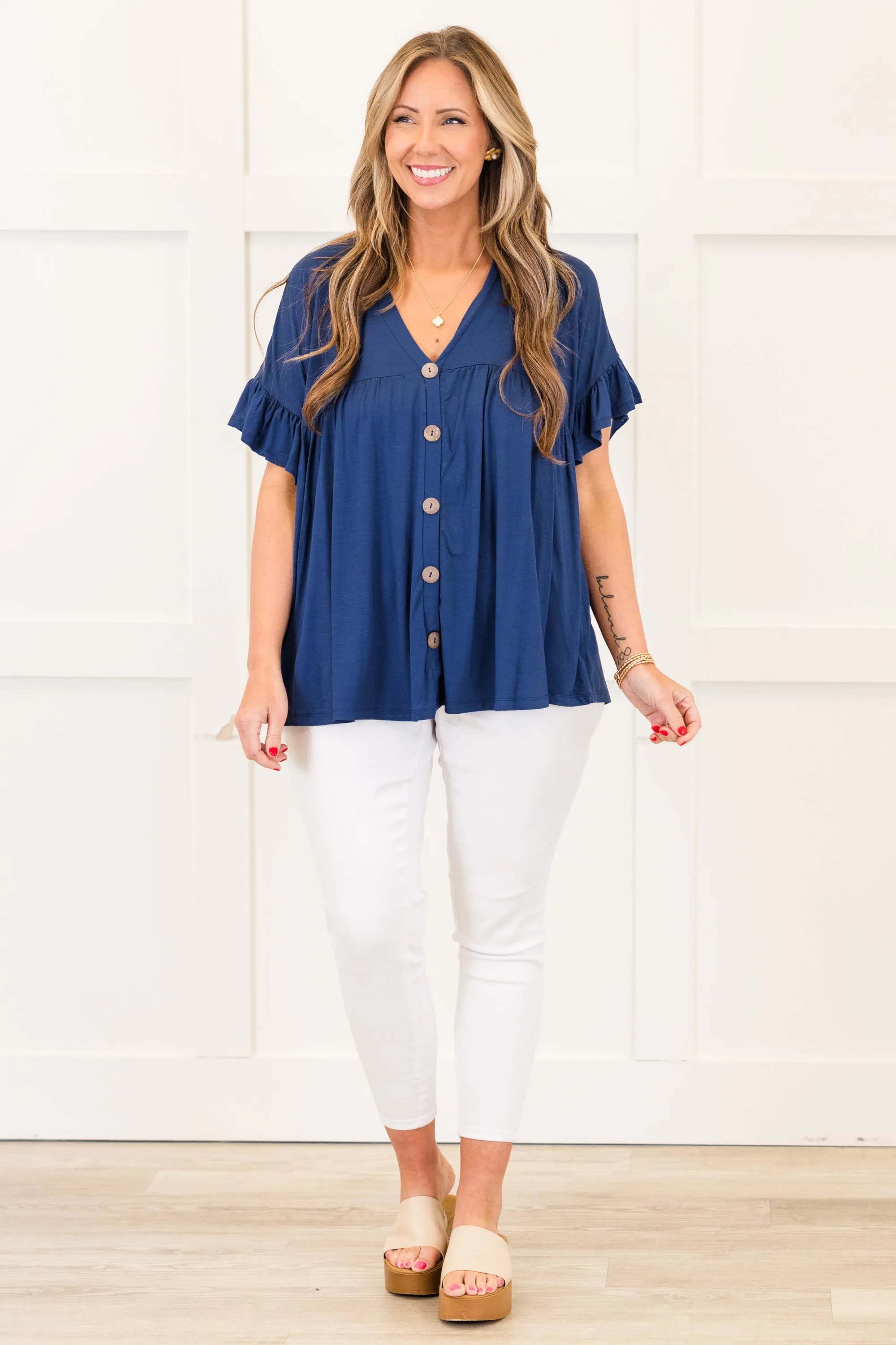 Bittersweet Beginnings Top, Navy