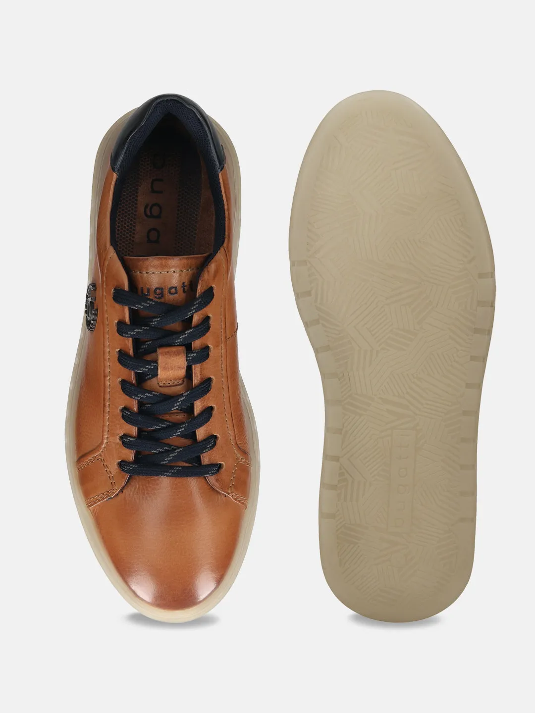 bugatti Cognac Premium Leather Sneakers