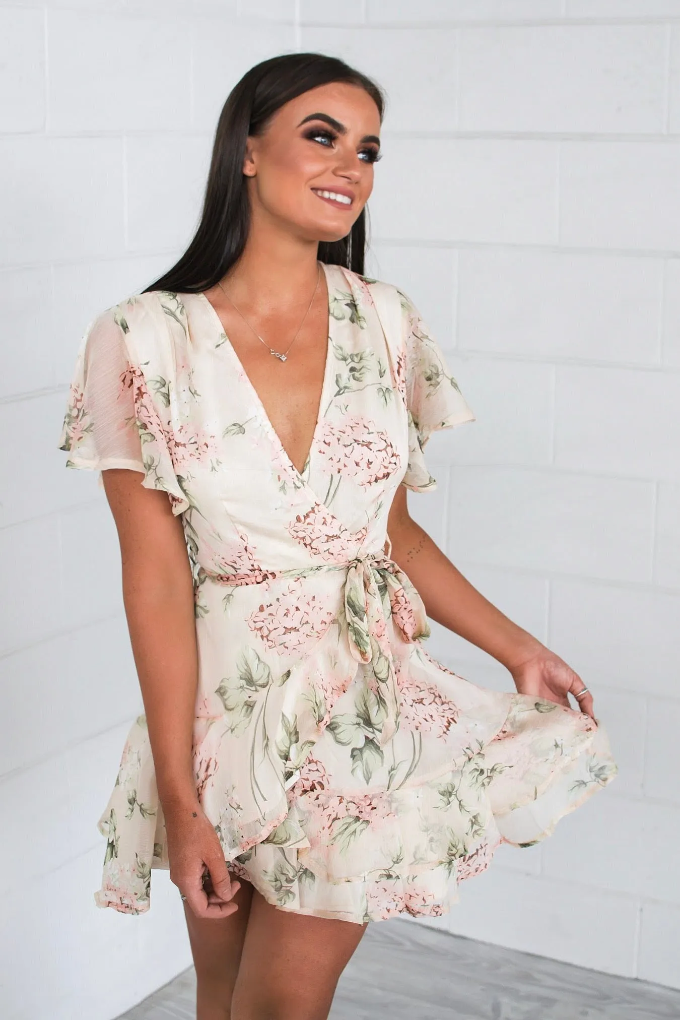 Butterfly Dress - Nude Bouquet Print
