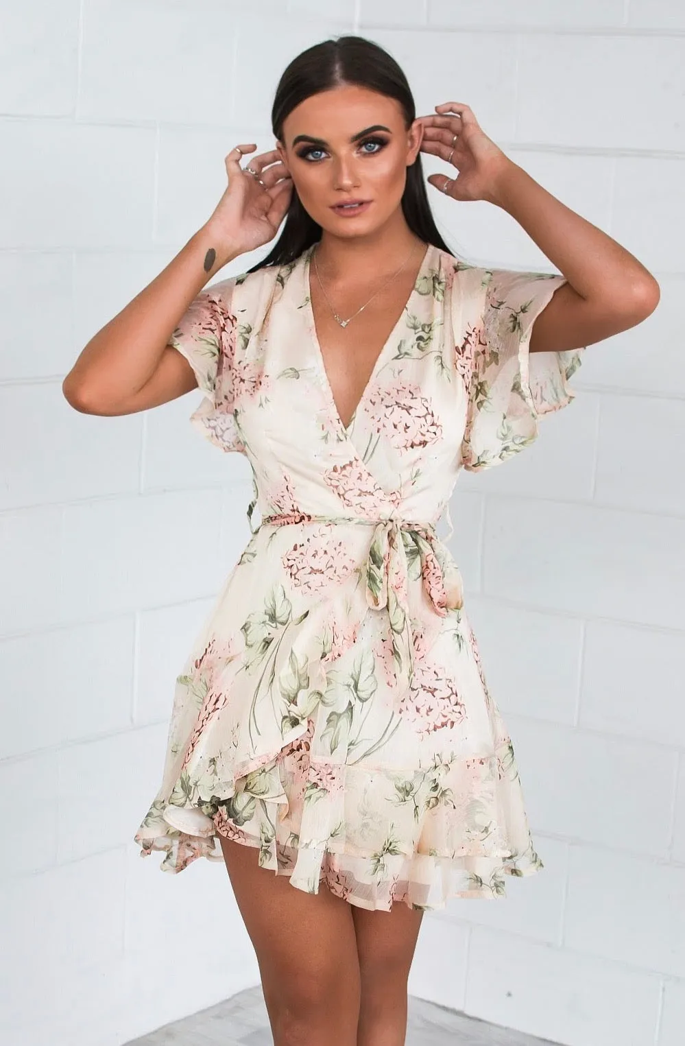 Butterfly Dress - Nude Bouquet Print