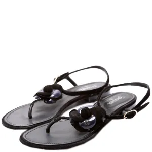 Camellia Flower T-Strap Sandals Size 37.5