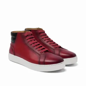 Cherry Red Leather Angus Sneaker Boots
