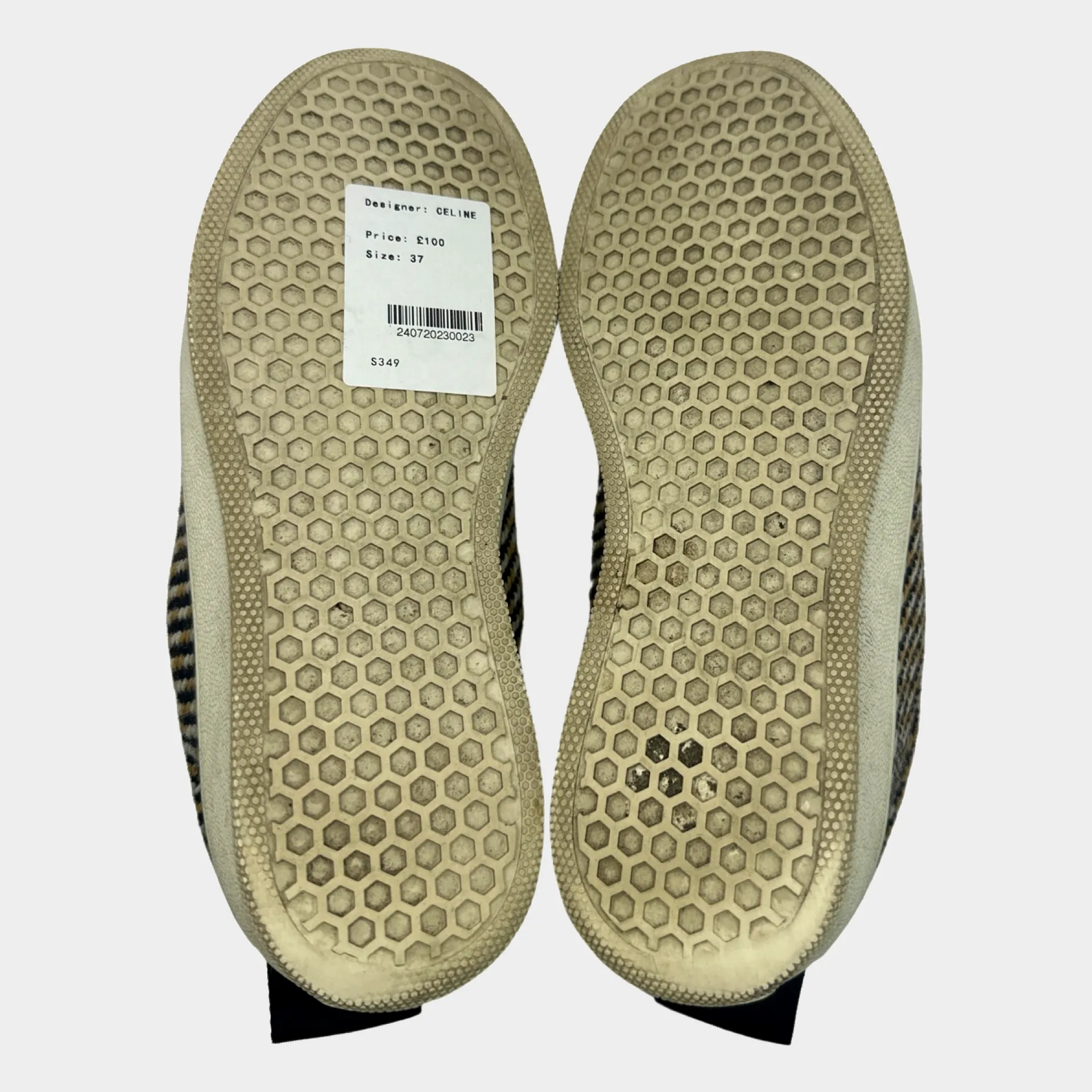 CÉLINE beige and black wool platform loafers