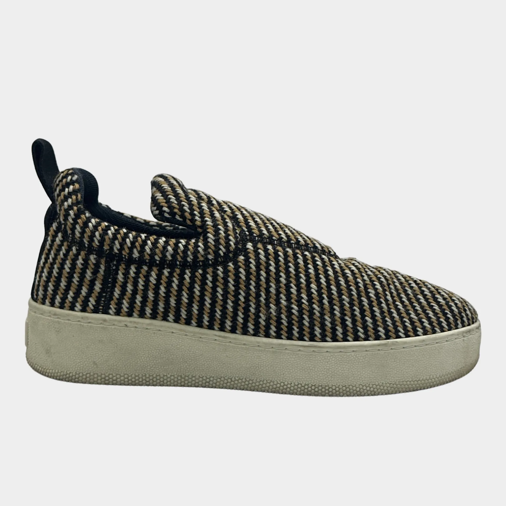 CÉLINE beige and black wool platform loafers