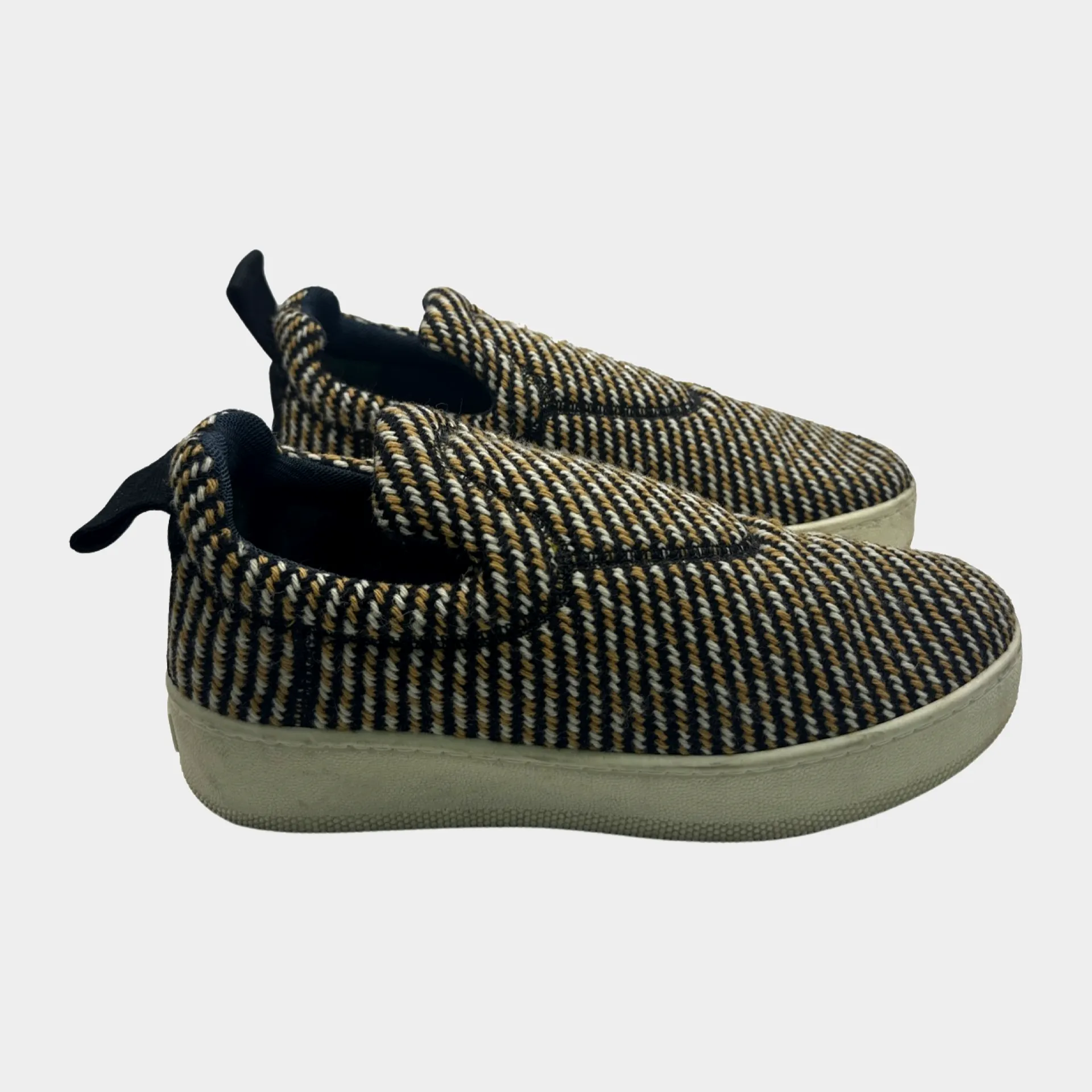 CÉLINE beige and black wool platform loafers