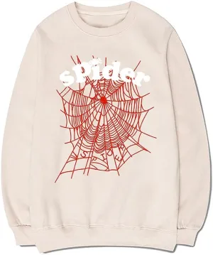 CORIRESHA Women's Spider Web Sweatshirt Crewneck Long Sleeve Casual Fall Cotton Pullover