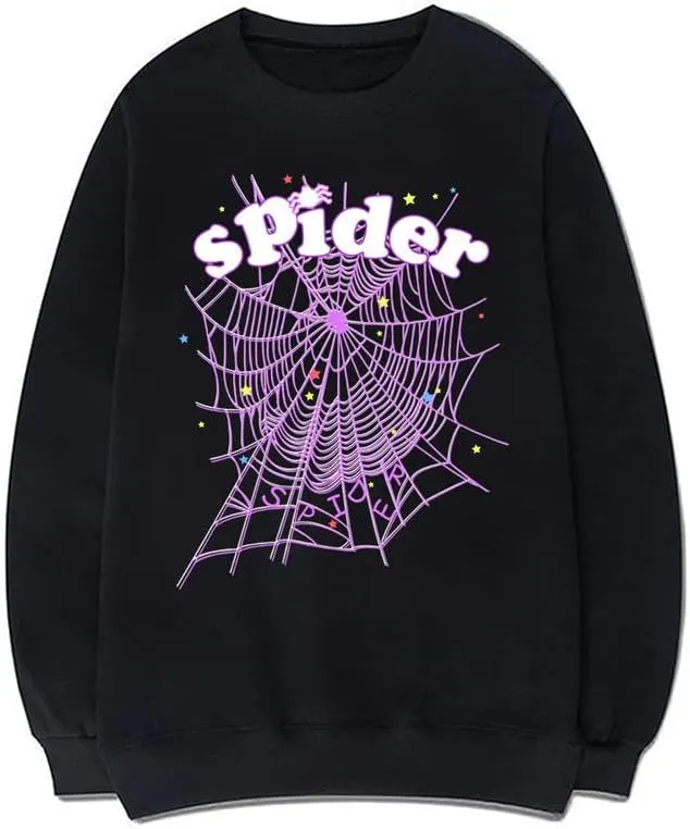CORIRESHA Women's Spider Web Sweatshirt Crewneck Long Sleeve Casual Fall Cotton Pullover