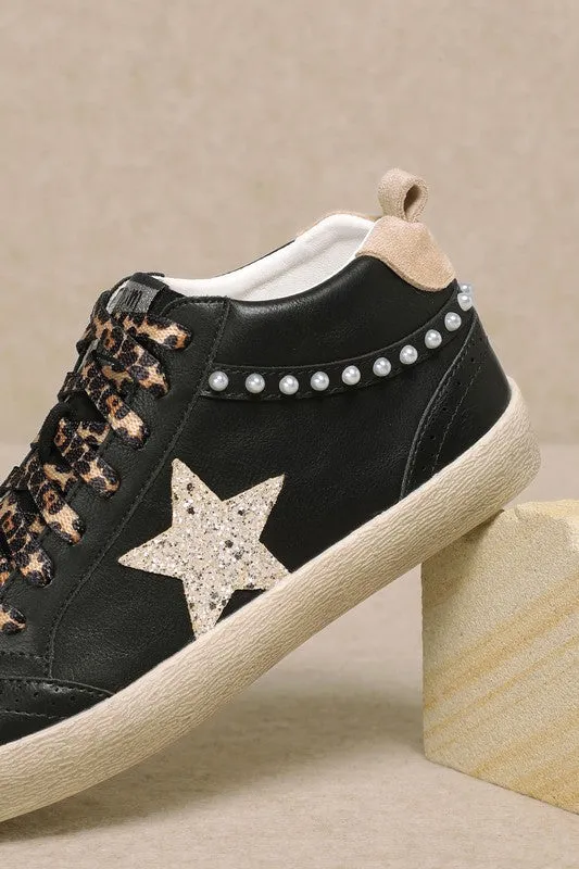 DAISY - Studded Black and Silver Sneakers