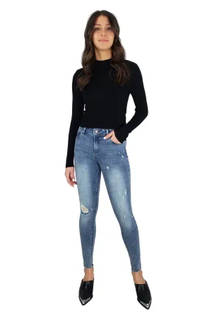 Diane - Mid Rise Destructed Fray Hem Skinny In Drifter