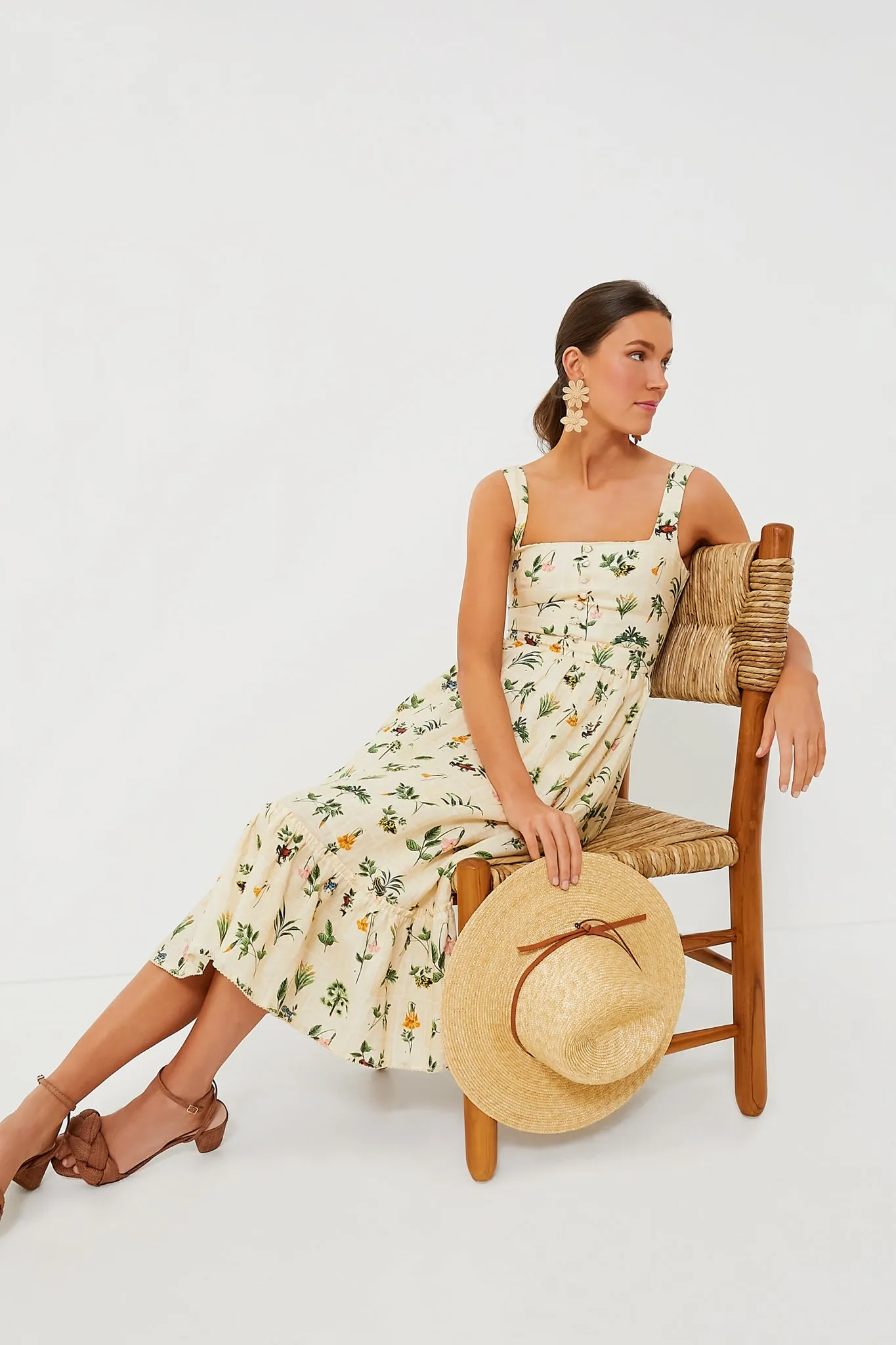 Exclusive Ivory Floral Melon Midi Dress