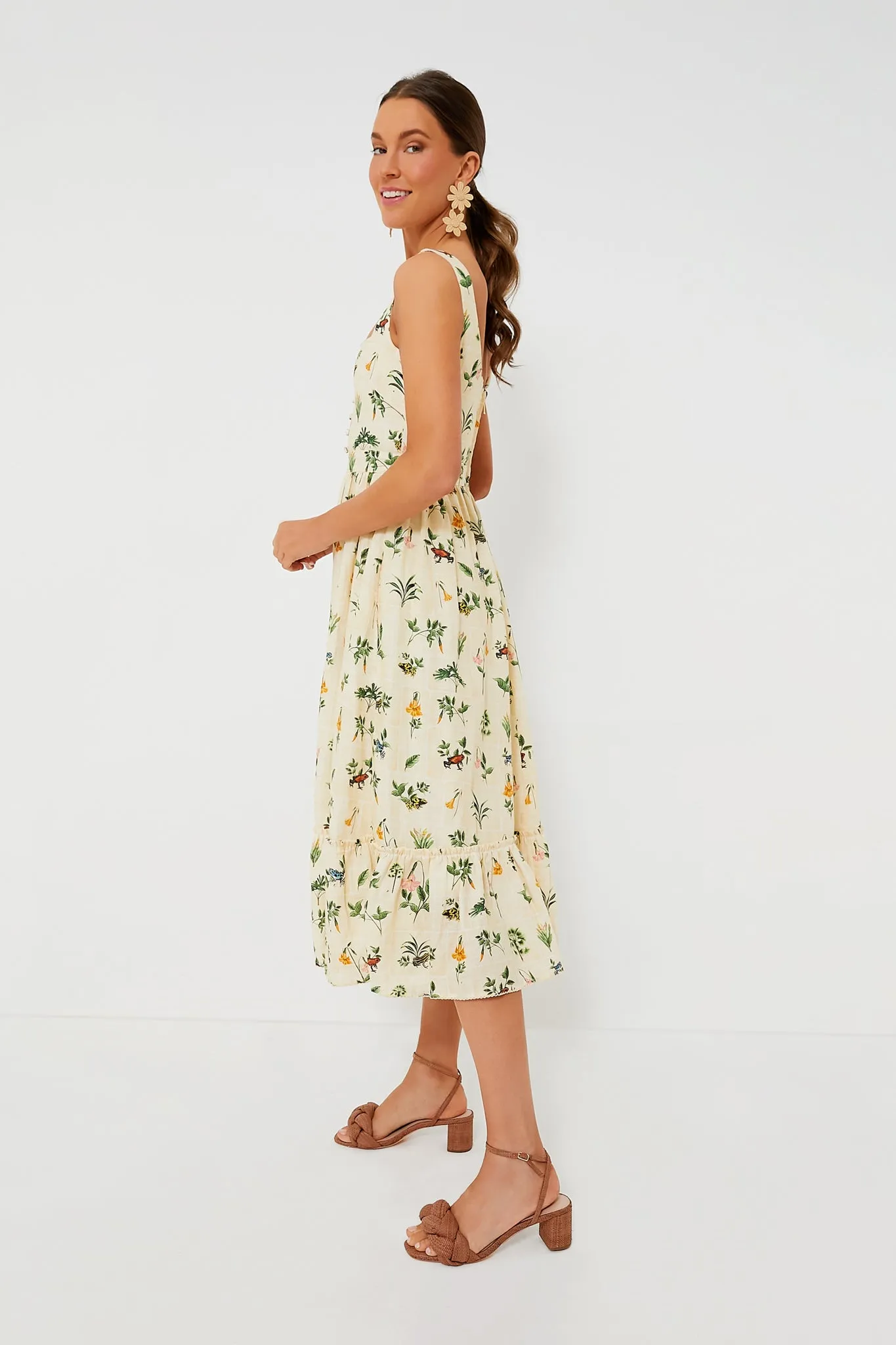 Exclusive Ivory Floral Melon Midi Dress