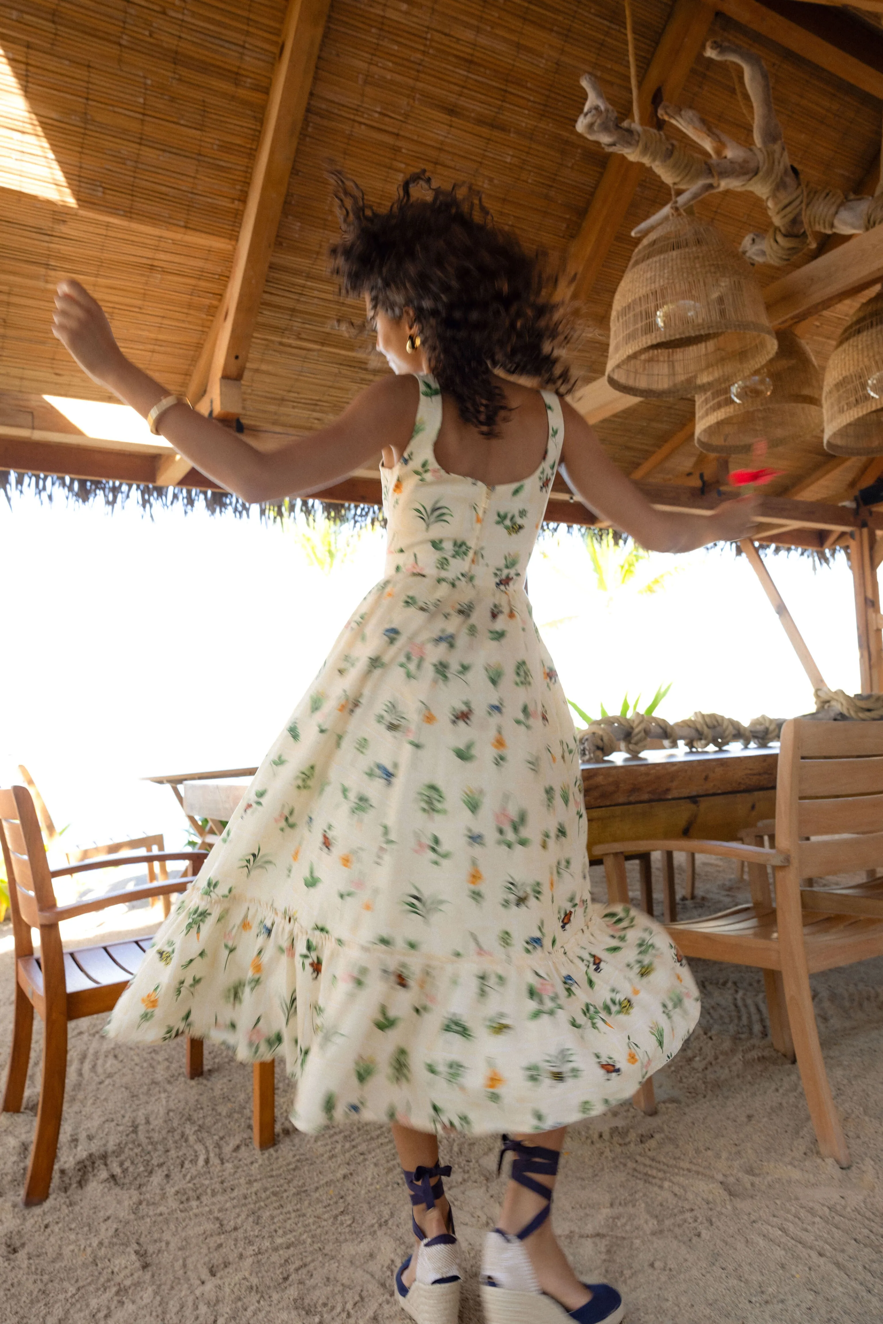 Exclusive Ivory Floral Melon Midi Dress