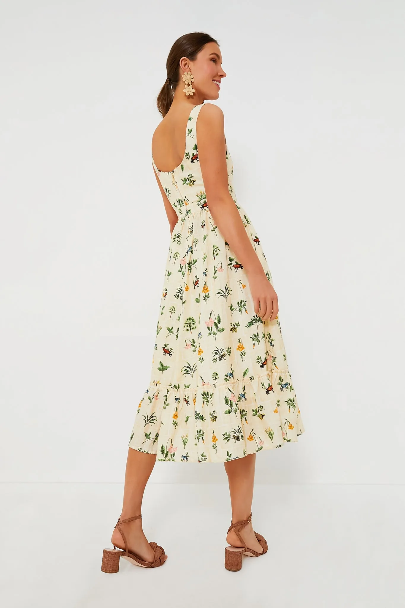 Exclusive Ivory Floral Melon Midi Dress