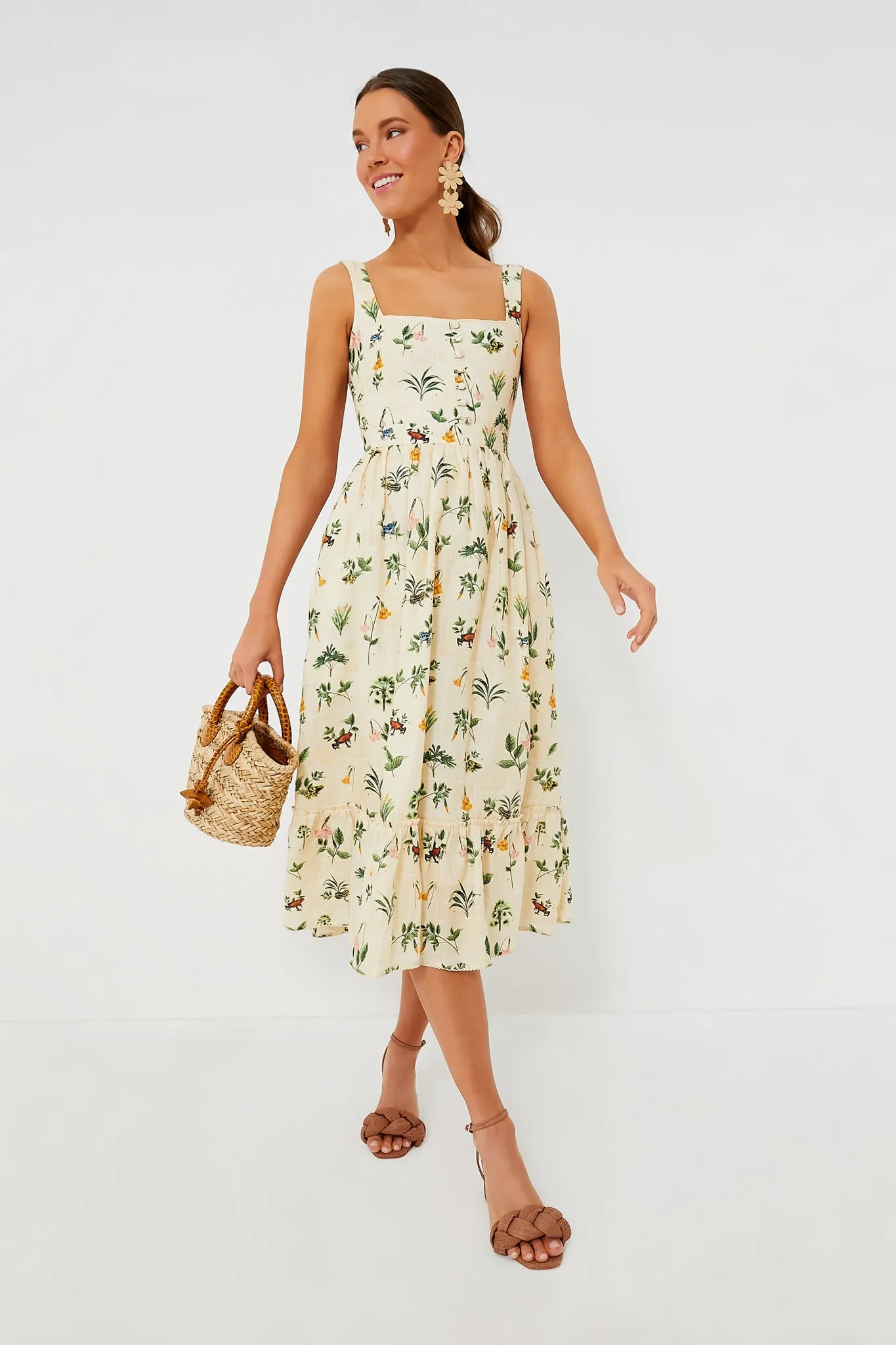 Exclusive Ivory Floral Melon Midi Dress