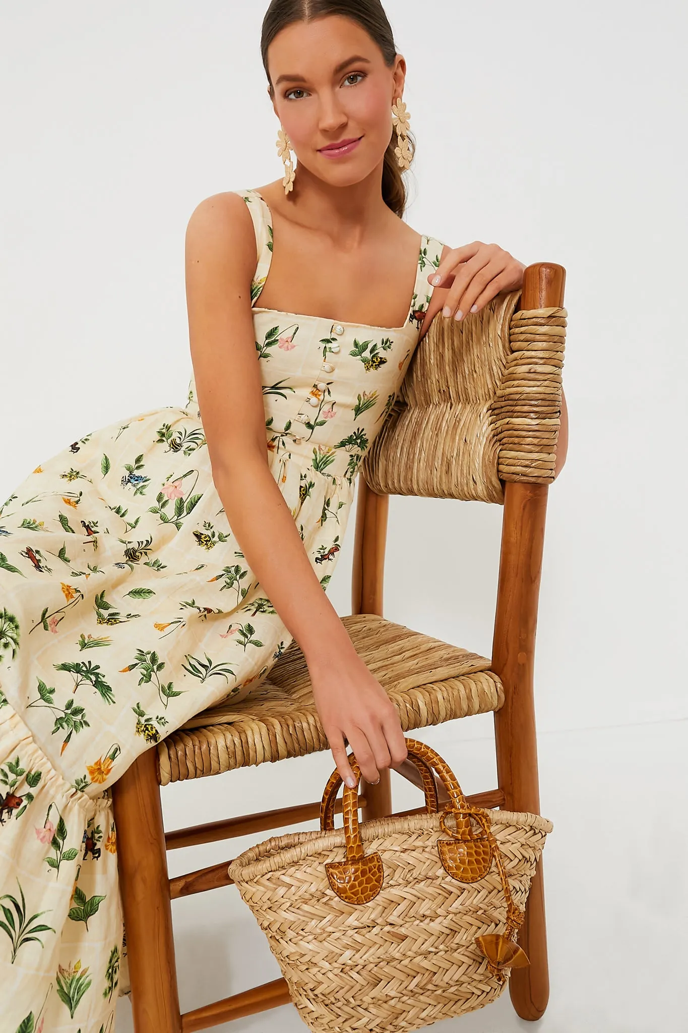 Exclusive Ivory Floral Melon Midi Dress