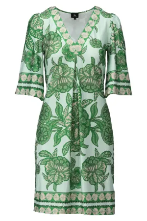 K Design A117 P918 V neck Green Dress with Design