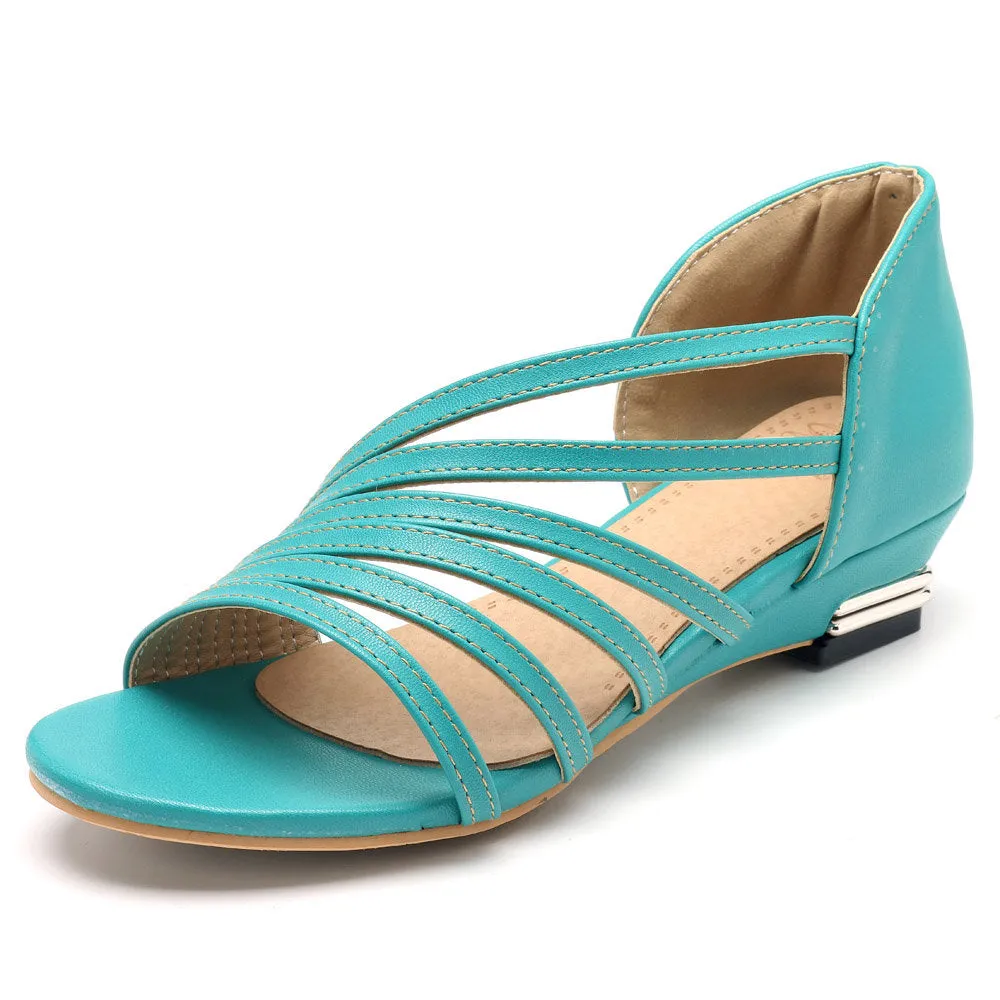 Large Size Peep Toe Slip On Hollow Wedge Sandals