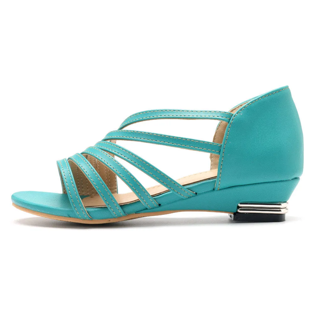 Large Size Peep Toe Slip On Hollow Wedge Sandals