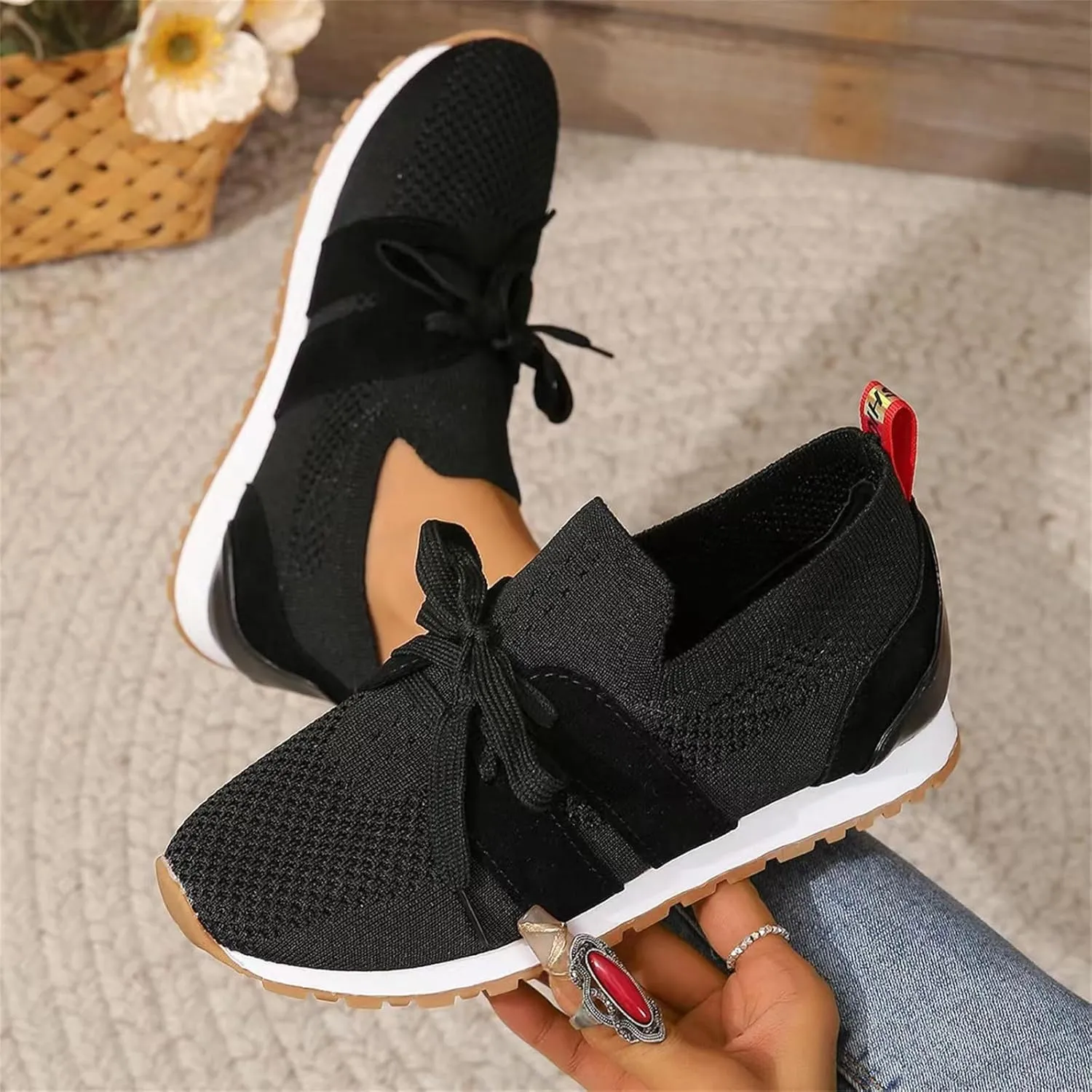 Lausiuoe Slip On Sneakers Women Arch Support Breathable Mesh Walking Shoes Fashion Comfort Running Tennis Gym Workout Shoes