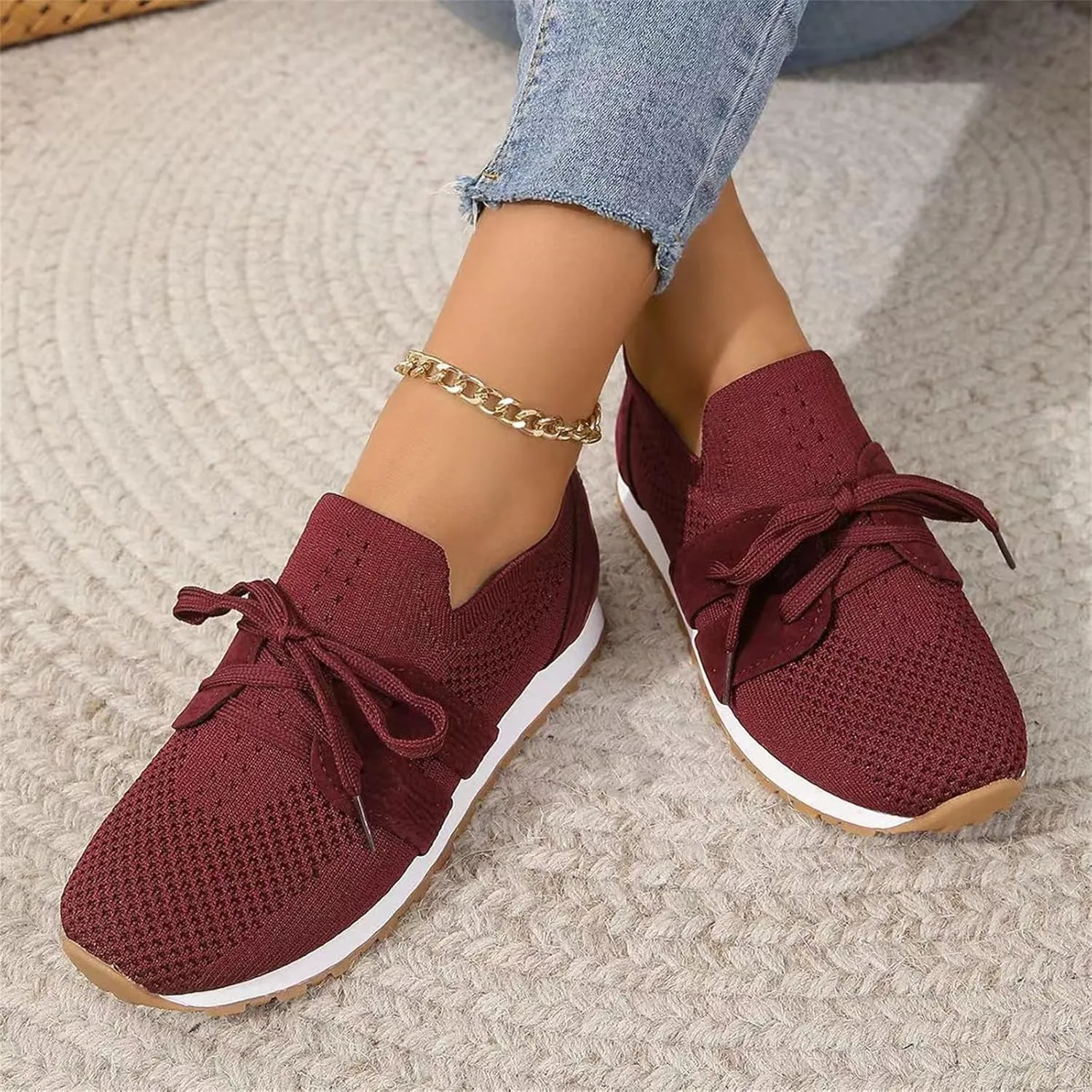 Lausiuoe Slip On Sneakers Women Arch Support Breathable Mesh Walking Shoes Fashion Comfort Running Tennis Gym Workout Shoes