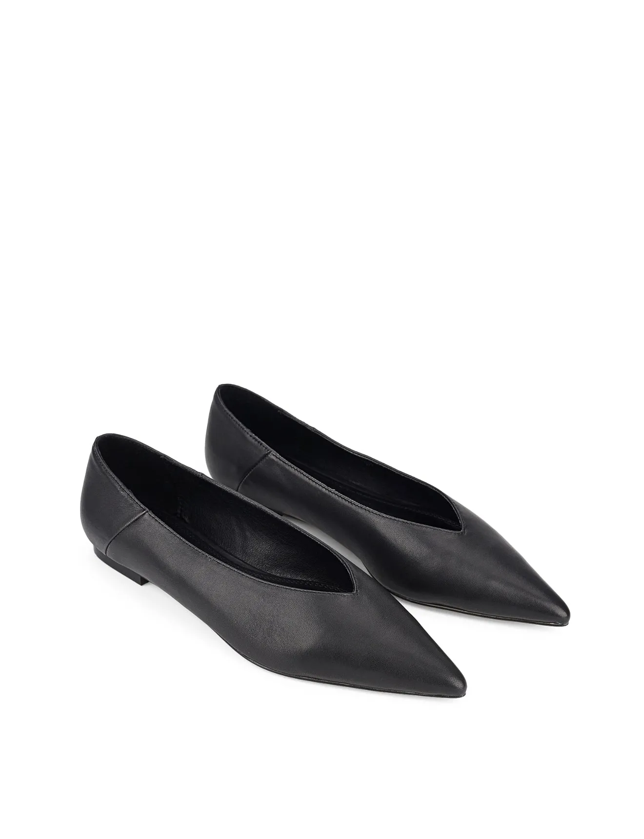 Locke Flat Pumps - Black Leather