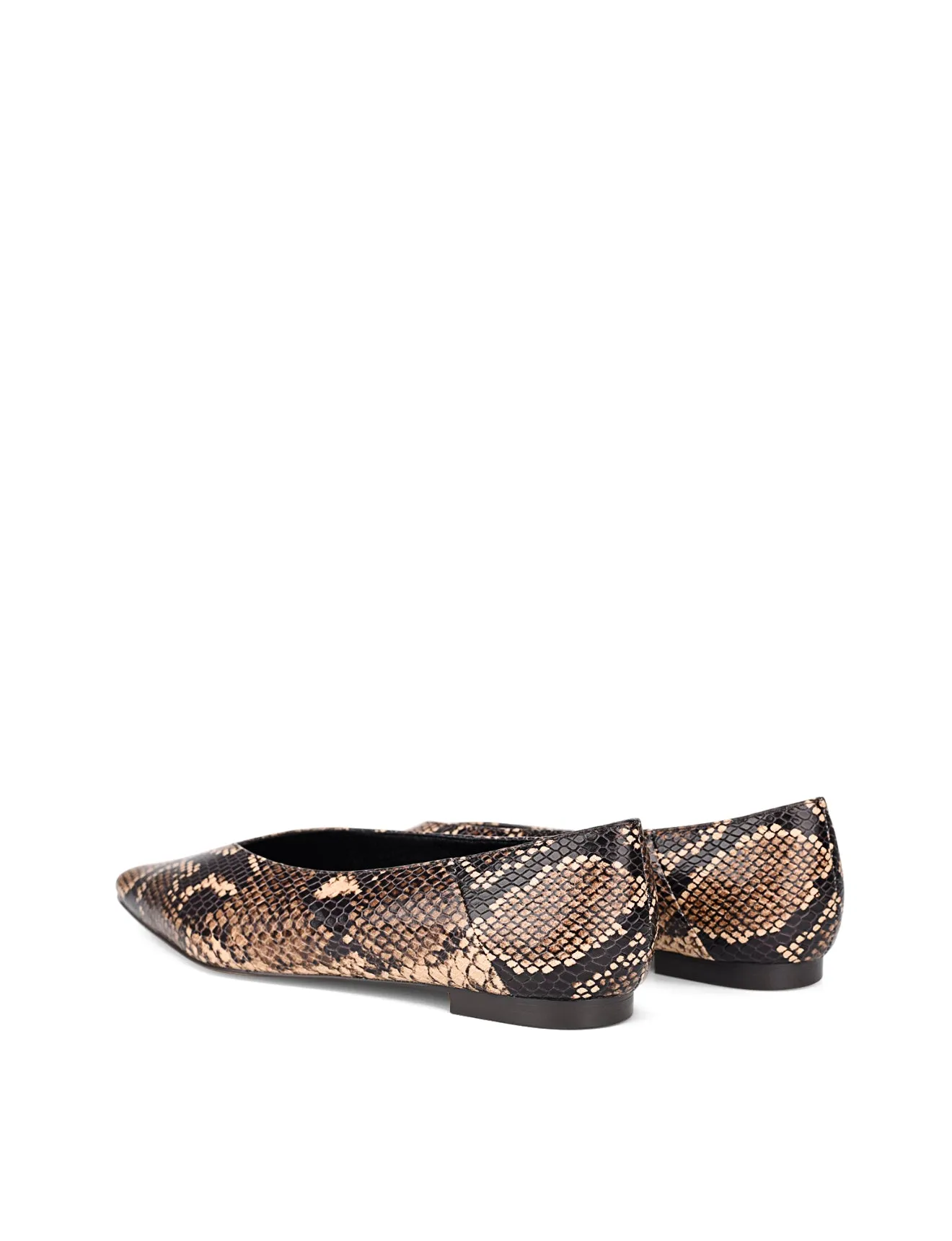 Locke Flat Pumps - Brown Snake Leather