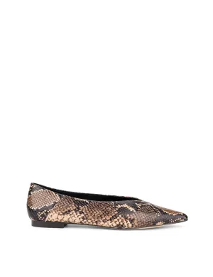 Locke Flat Pumps - Brown Snake Leather