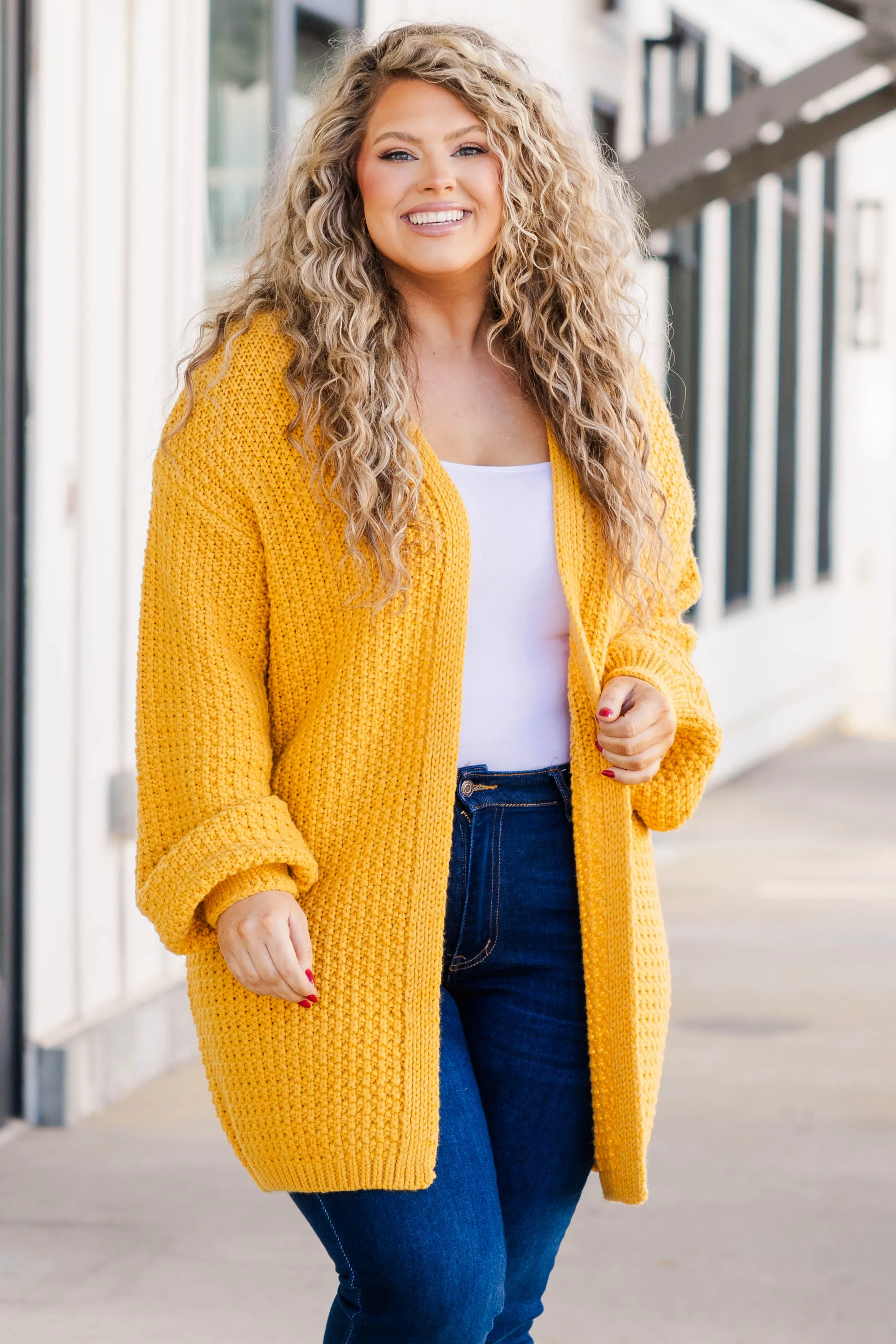 Love Quotes Cardigan, Mustard