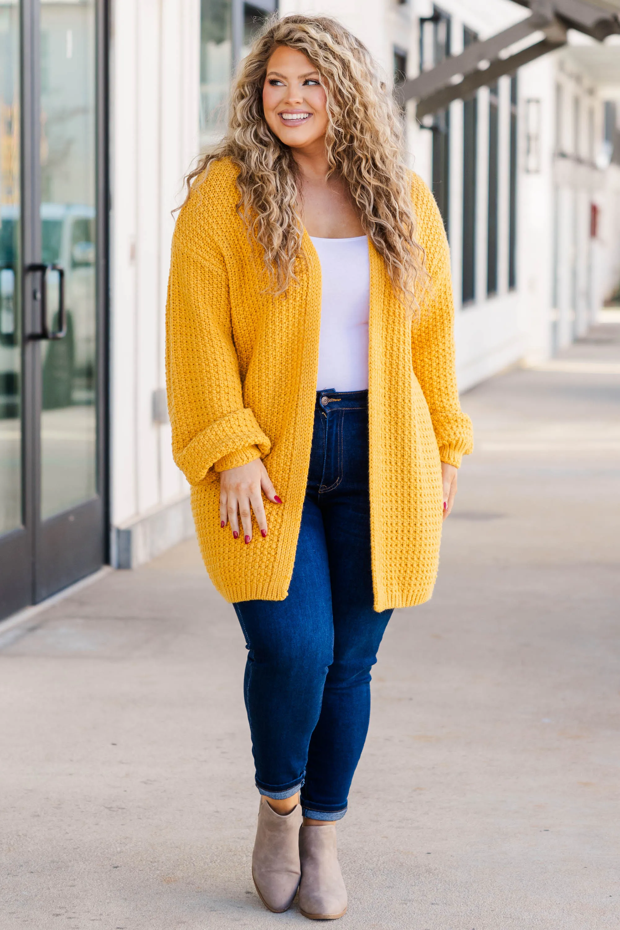 Love Quotes Cardigan, Mustard