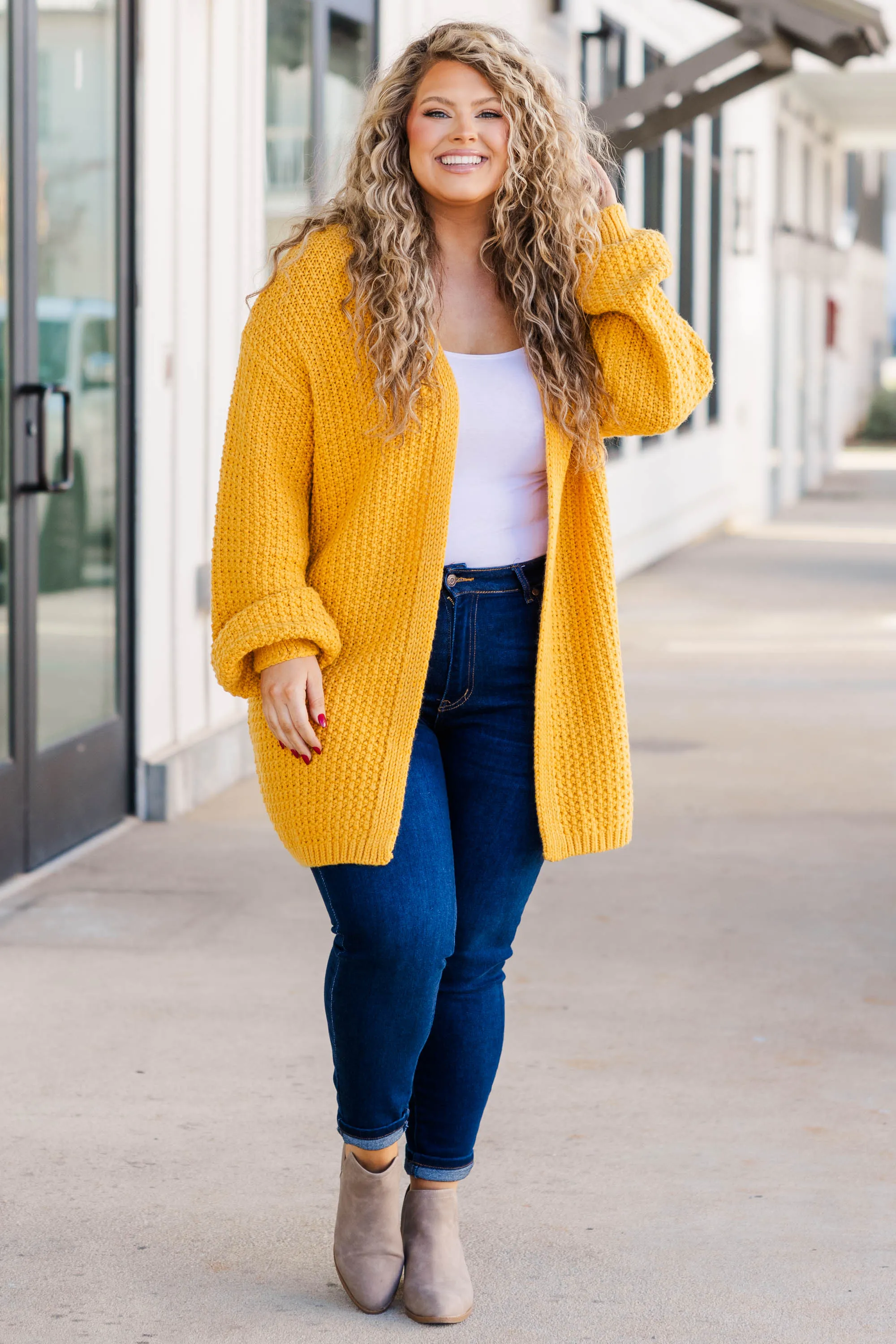 Love Quotes Cardigan, Mustard