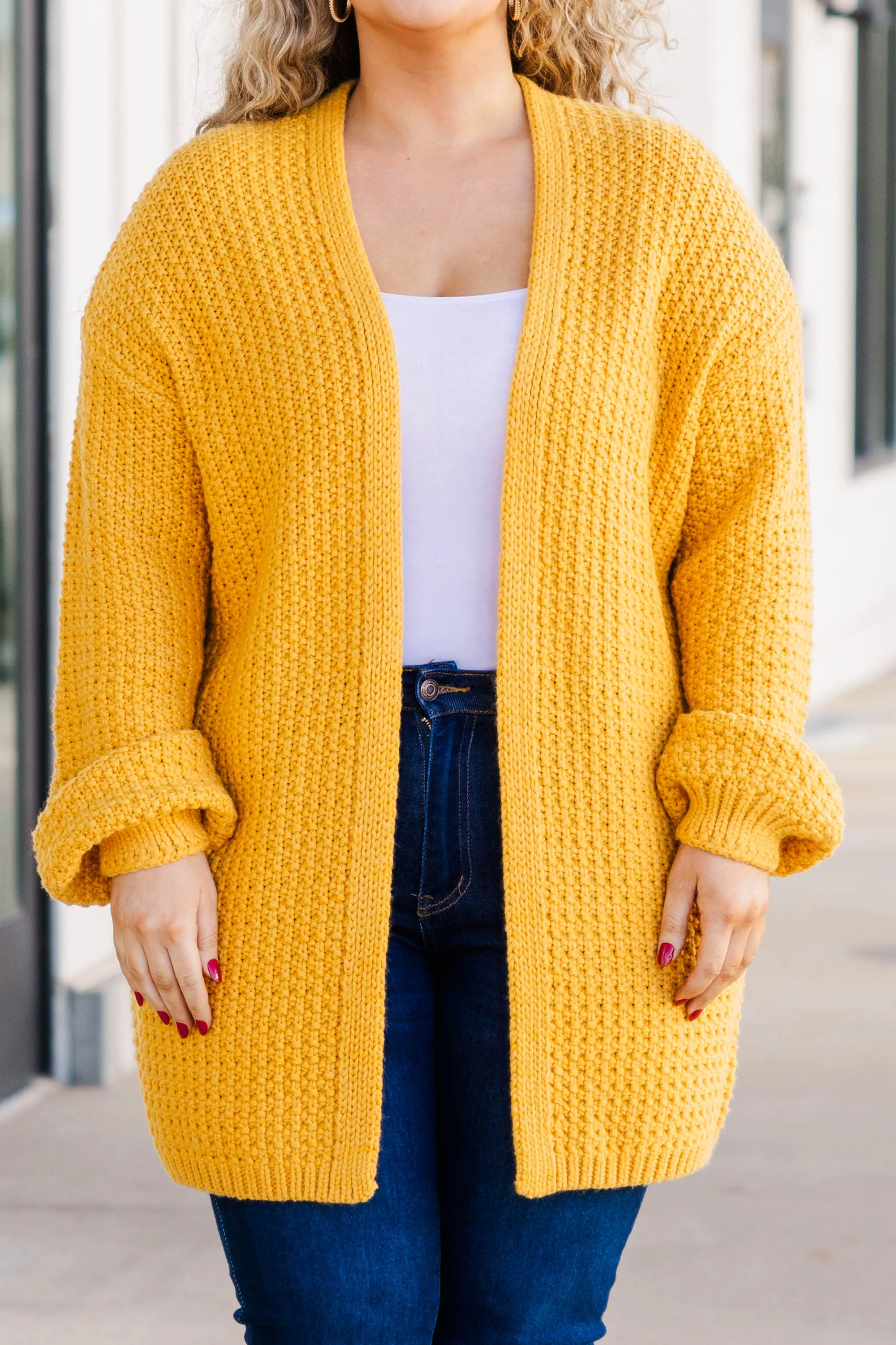 Love Quotes Cardigan, Mustard