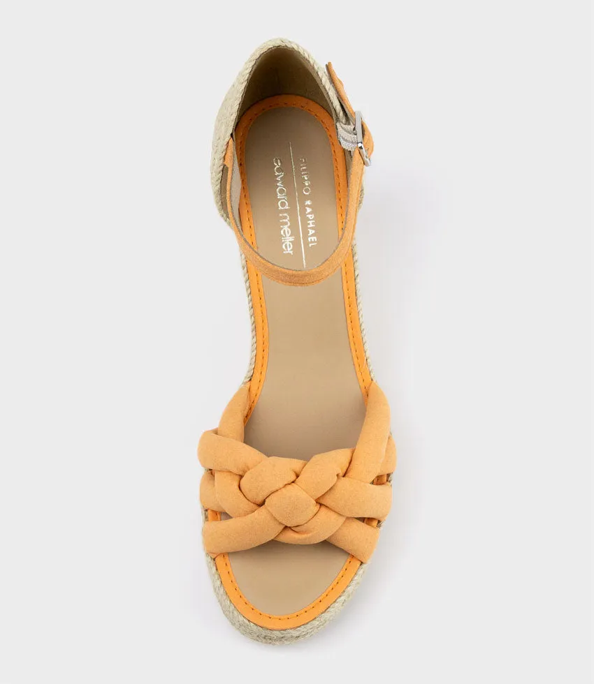 MEENA Braided Front Strap Espadrille in Orange Suede