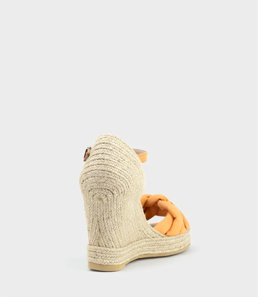 MEENA Braided Front Strap Espadrille in Orange Suede