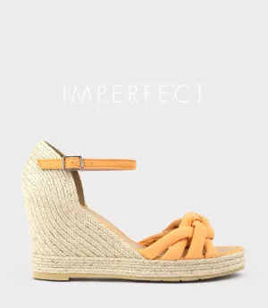 MEENA Braided Front Strap Espadrille in Orange Suede