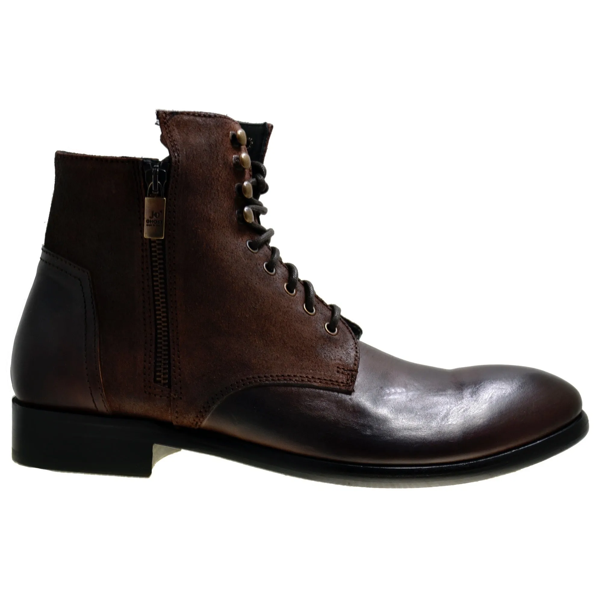 Men's Italian Shoes Jo Ghost 1728 Brown Leather Lace-up Ankle Boots last pairs sizes 43 46