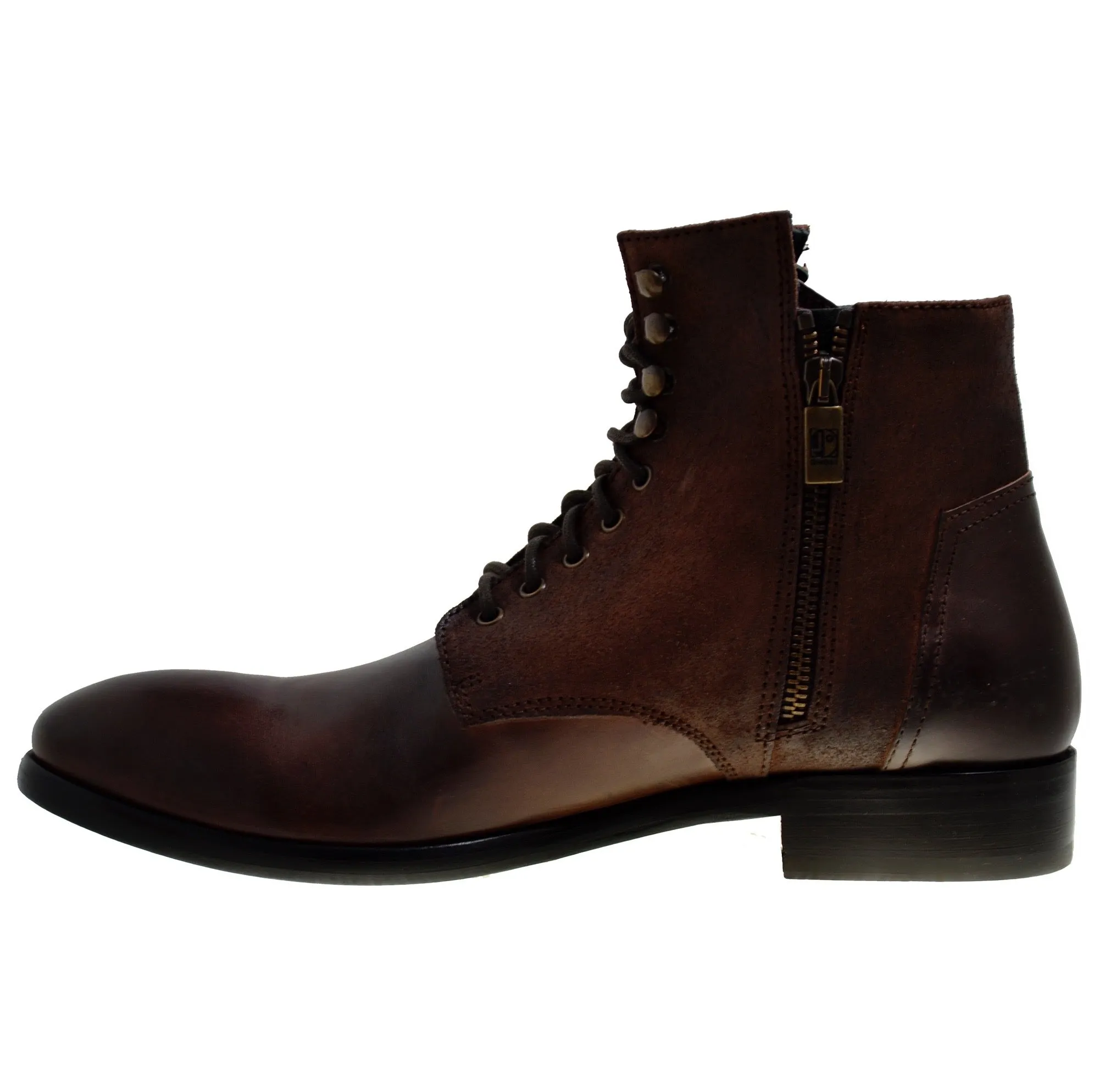 Men's Italian Shoes Jo Ghost 1728 Brown Leather Lace-up Ankle Boots last pairs sizes 43 46