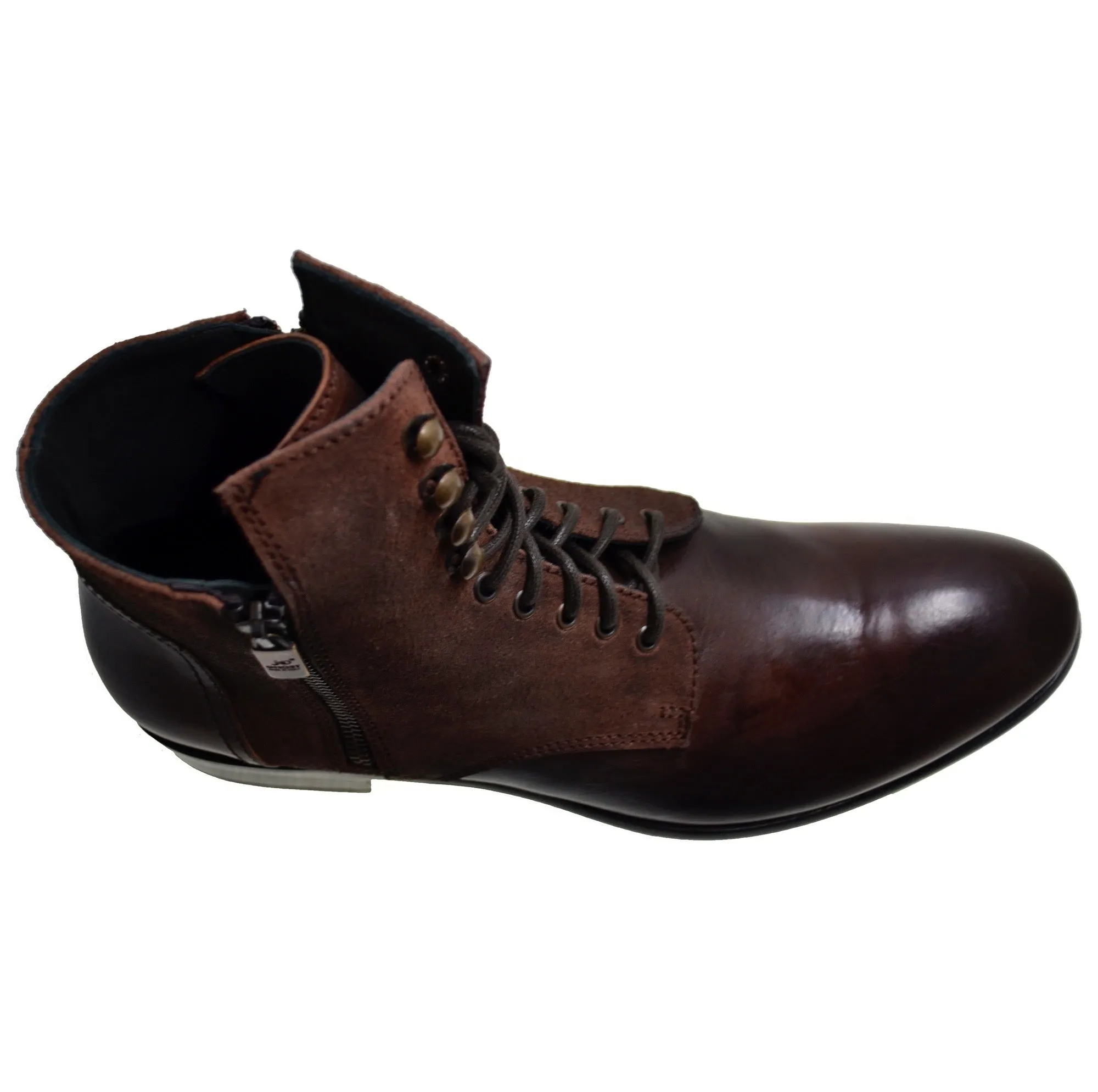 Men's Italian Shoes Jo Ghost 1728 Brown Leather Lace-up Ankle Boots last pairs sizes 43 46