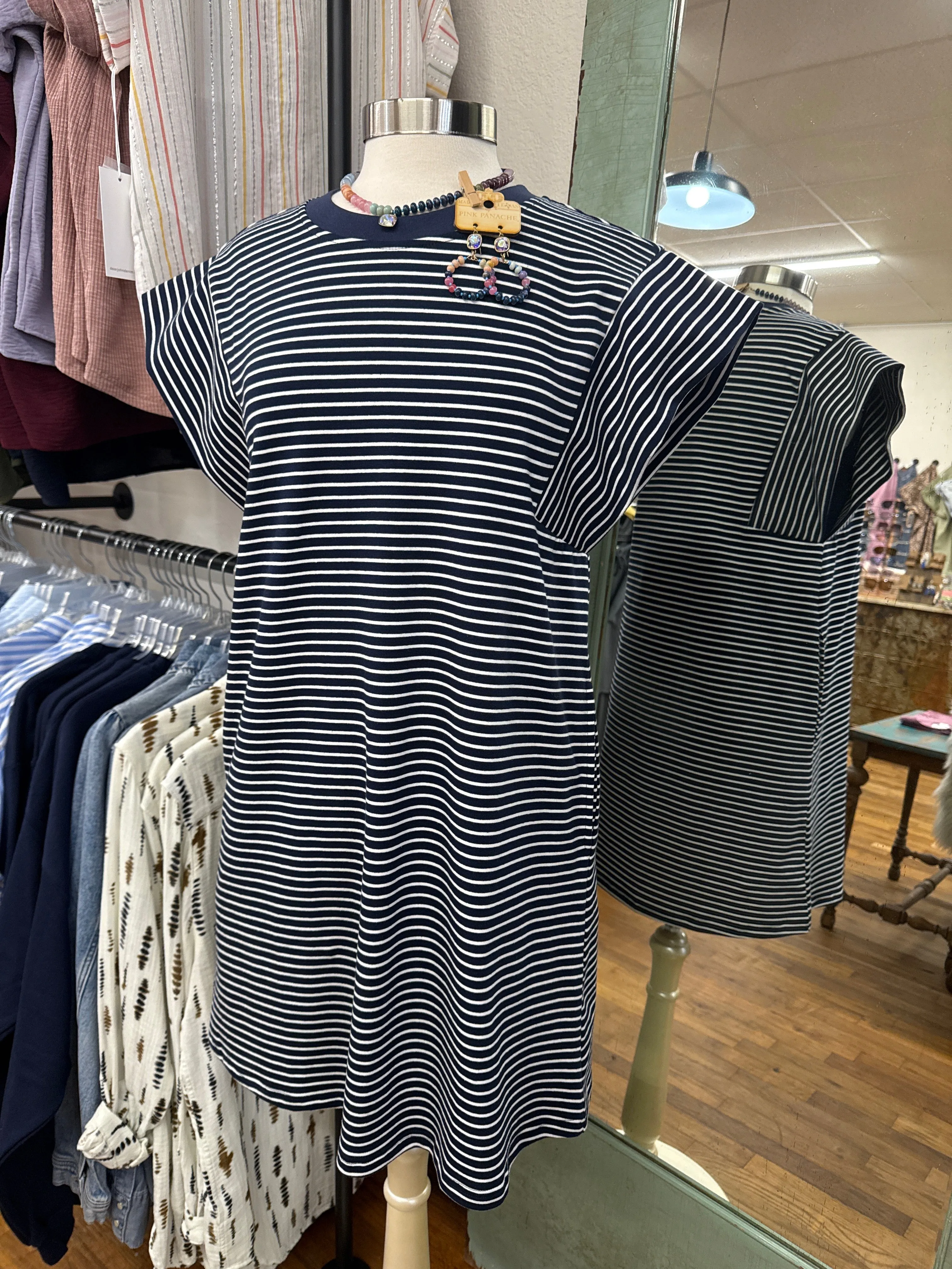 Navy Striped Dress