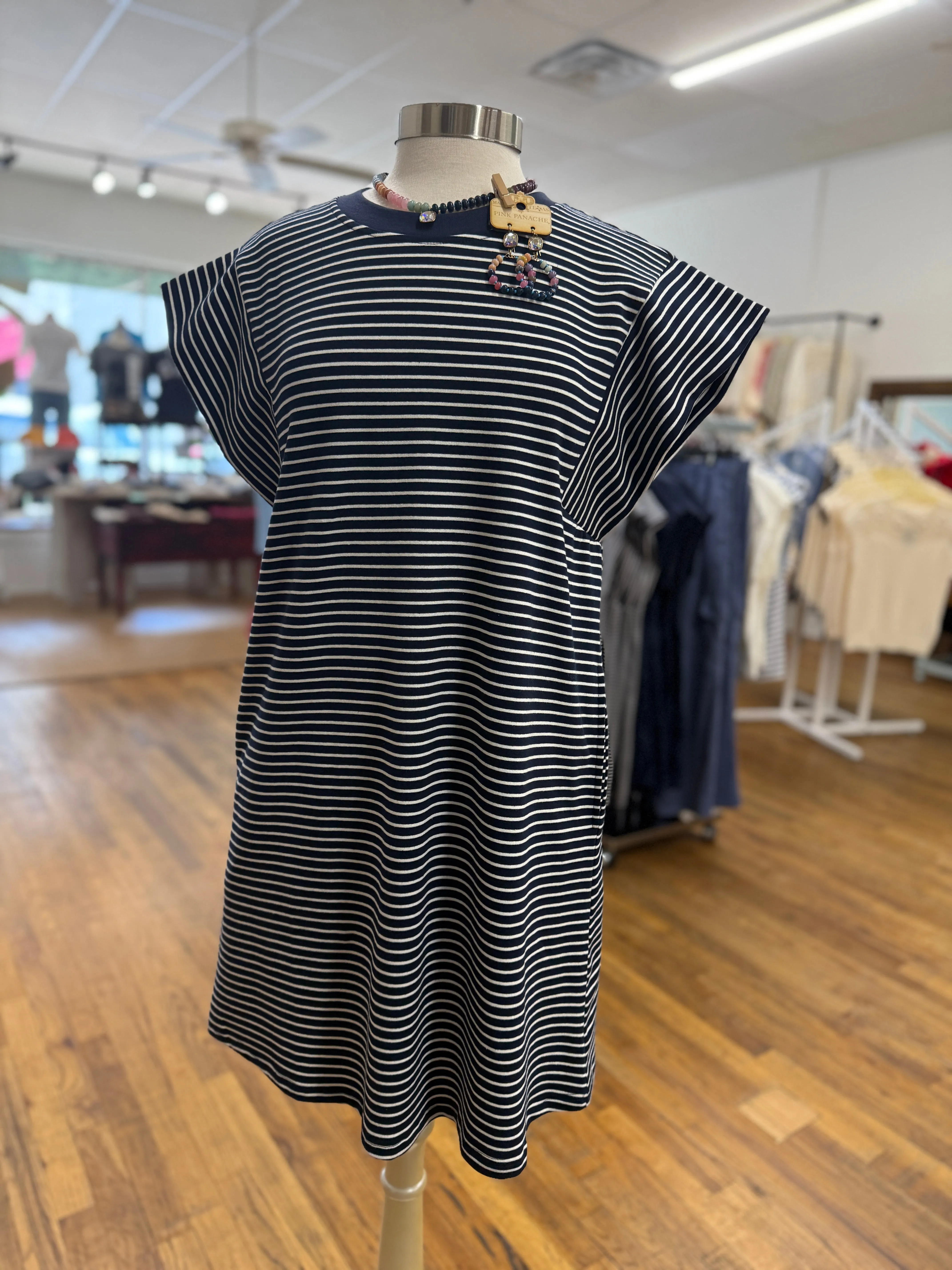 Navy Striped Dress