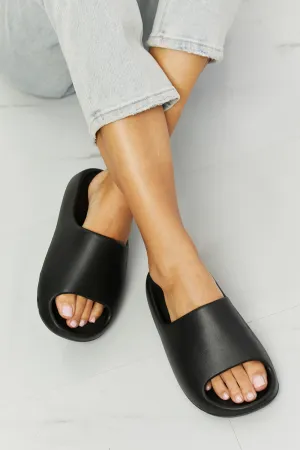 NOOK JOI Slide On Foamy Puffy Flat Sandals in Black In My Comfort Zone