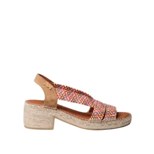 Open Toe Leather Espadrille with Wide Heel for Women- Dalyn