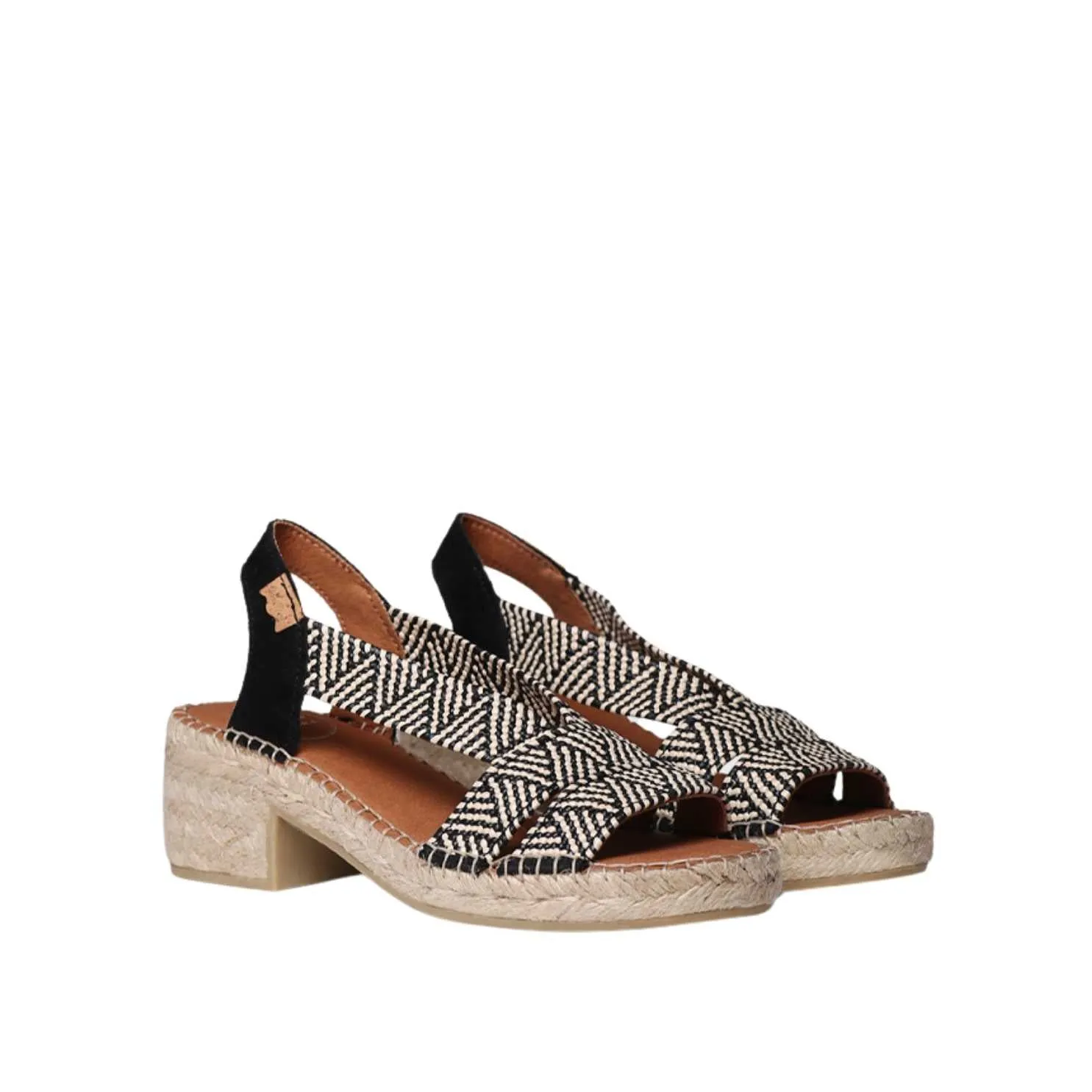 Open Toe Leather Espadrille with Wide Heel for Women- Dalyn
