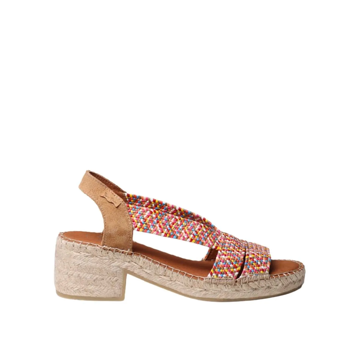 Open Toe Leather Espadrille with Wide Heel for Women- Dalyn