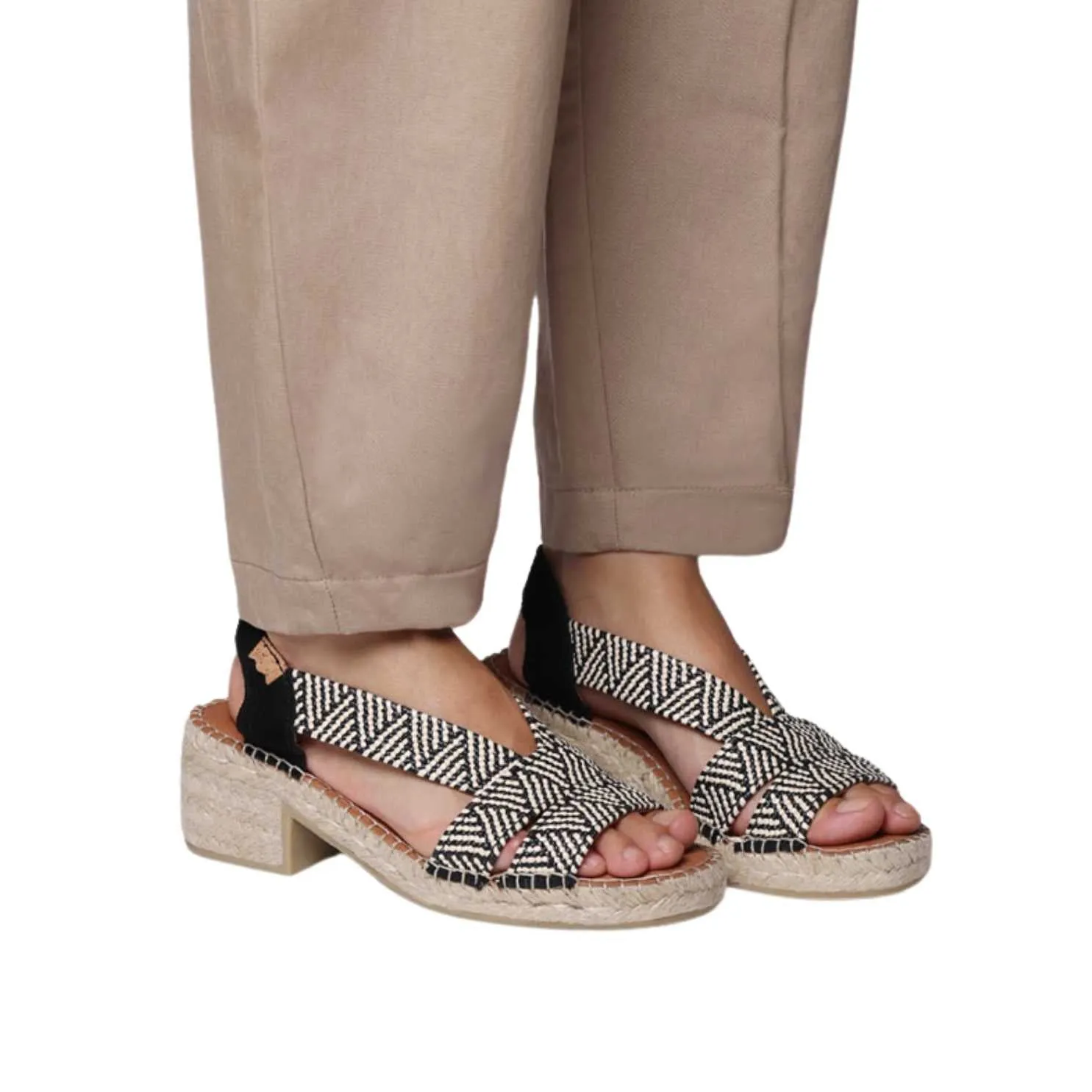 Open Toe Leather Espadrille with Wide Heel for Women- Dalyn