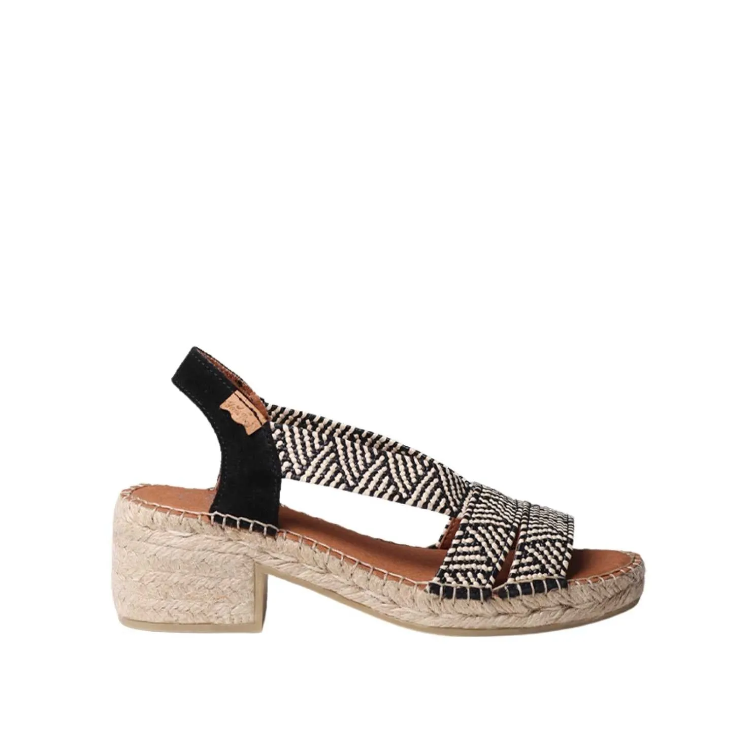Open Toe Leather Espadrille with Wide Heel for Women- Dalyn