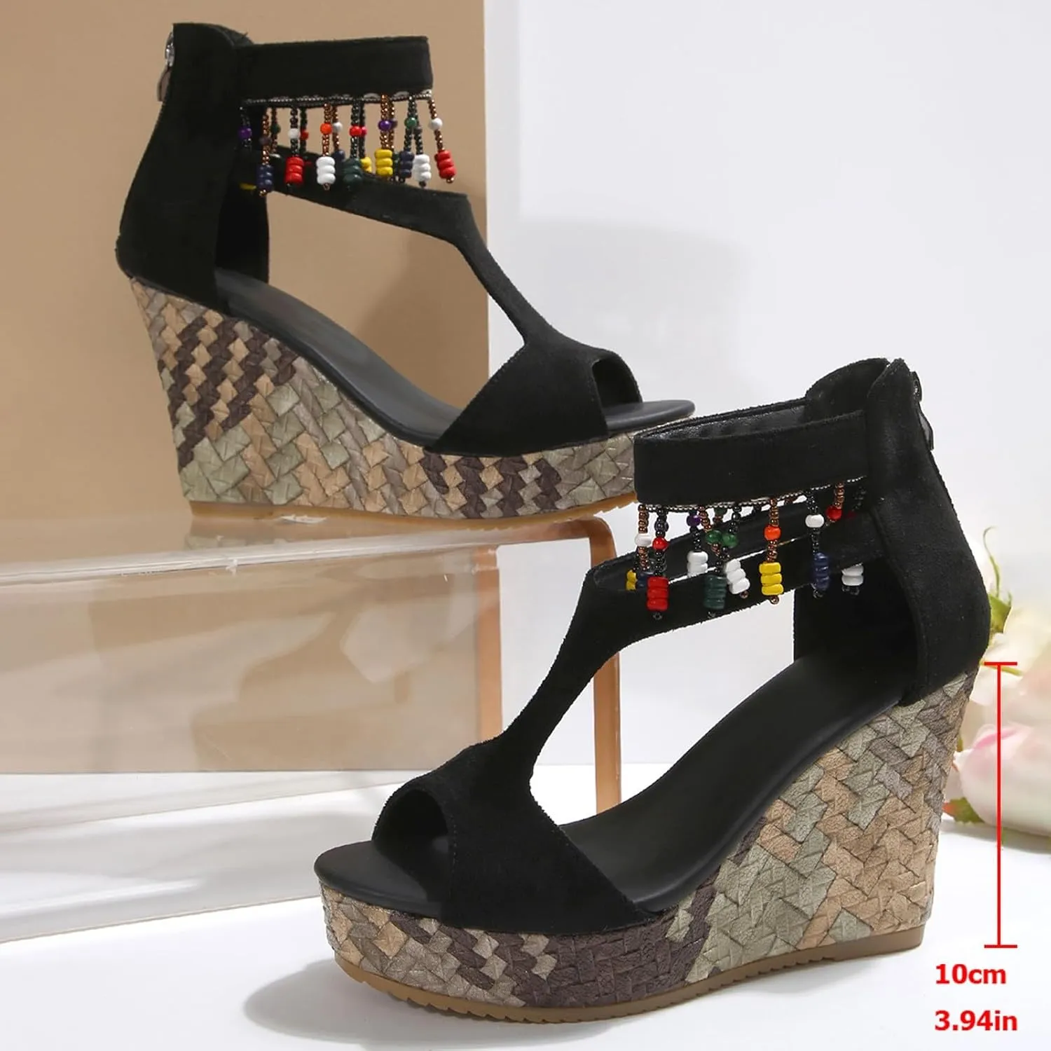 Orthopedic Wedge Sandals for Women 2025 Fish Mouth Open Toe Hollow Out Comfortable Platform Slides Ankle Strap Platform Wedges Boho Orthopedic High Heels Beach Shoes