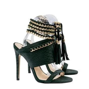 python leather ladies high heel fashion sexy luxury women sandal
