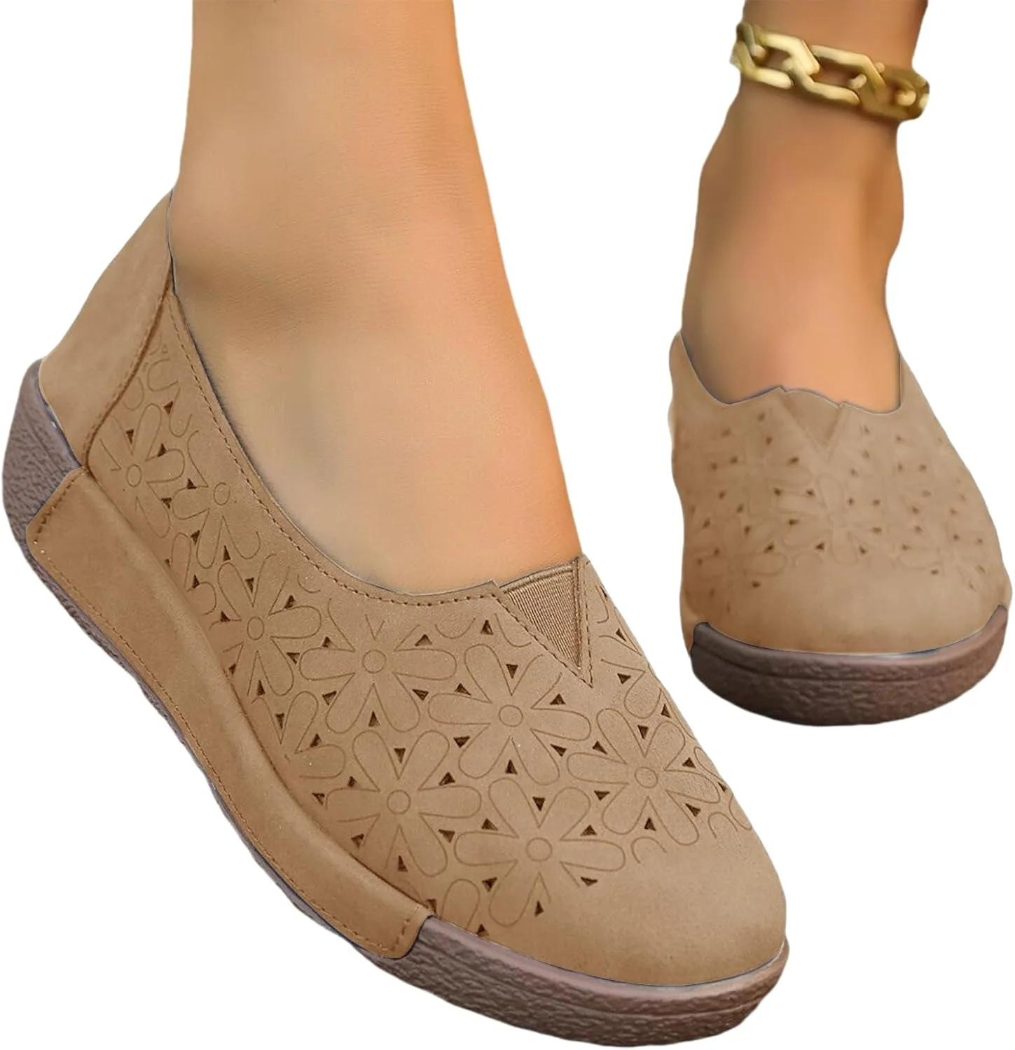 Sandals for Women 2025 Comfortable Womens Flat Shoes Round Toe Hollow Casual Loafers Slip On Walking Flats Dress Shoes for Women