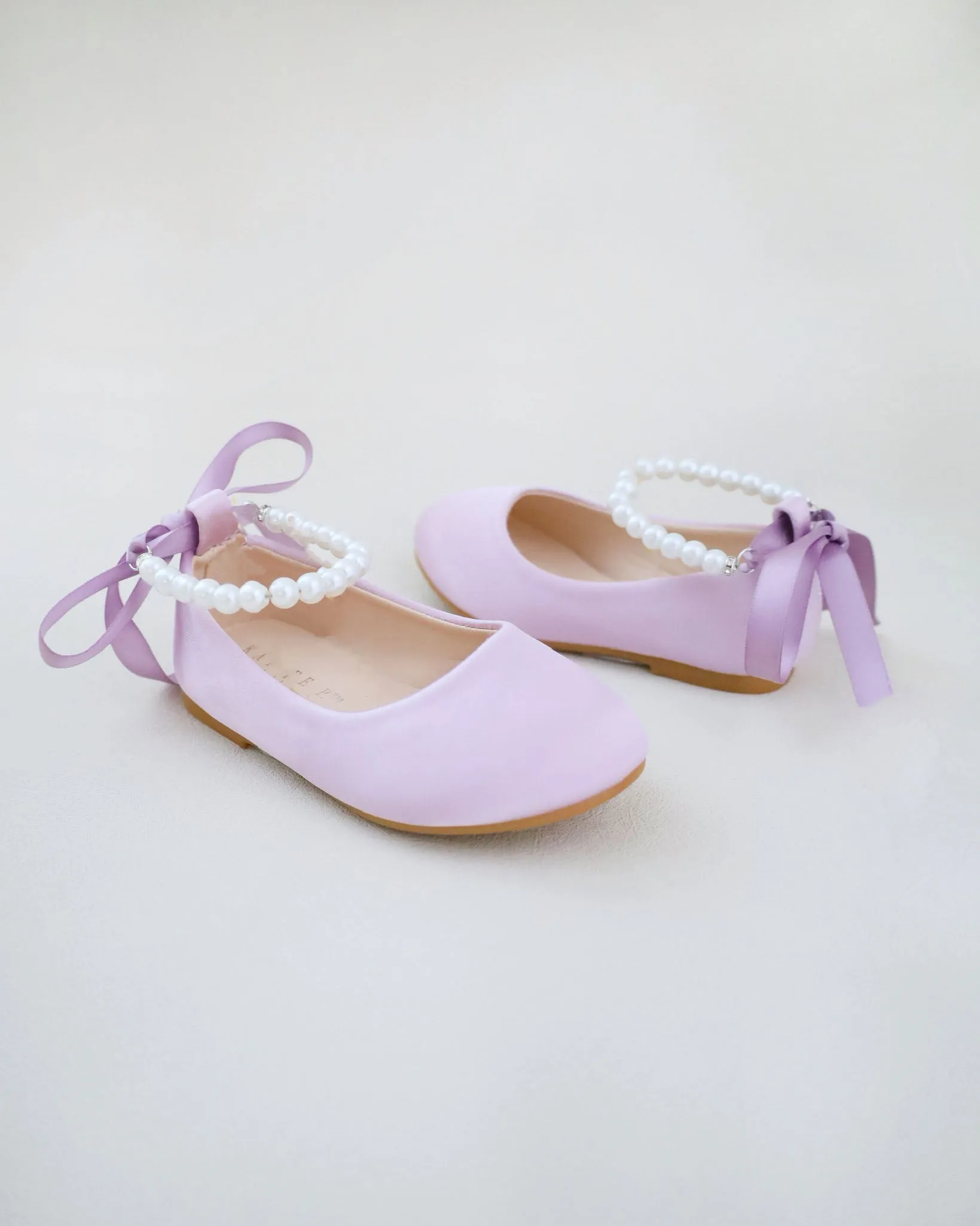 Satin Flats with with All Pearls Ankle Strap