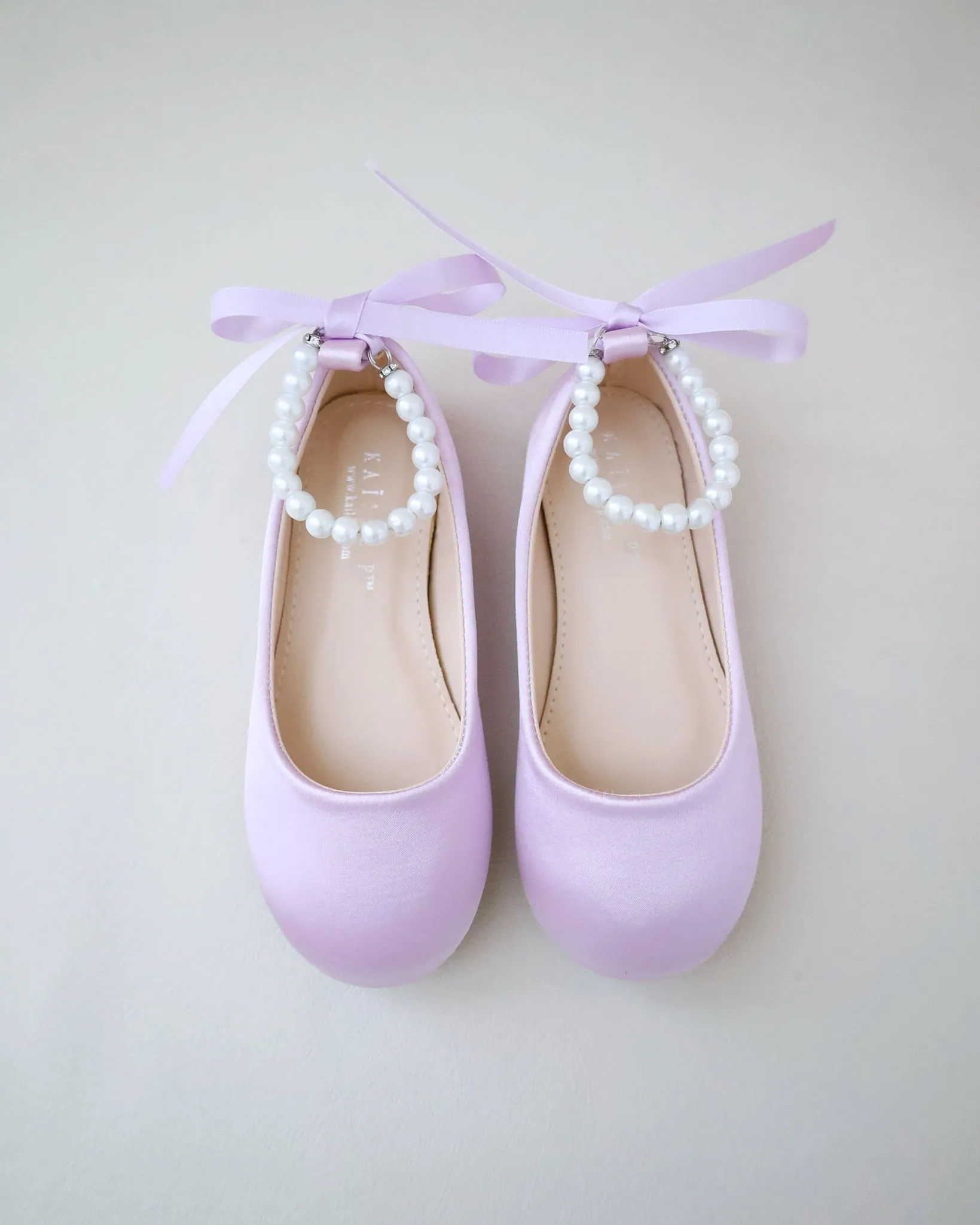 Satin Flats with with All Pearls Ankle Strap